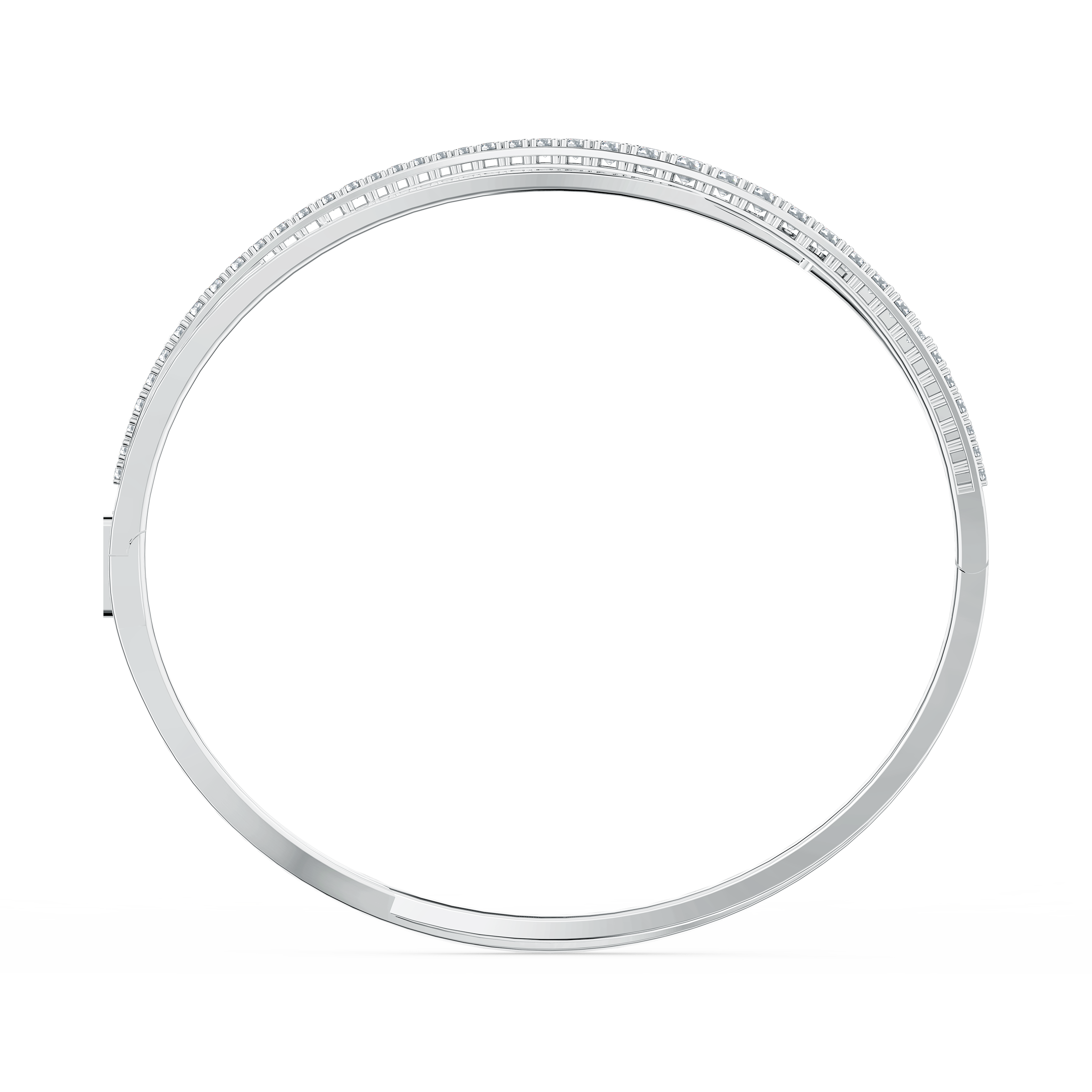 Swarovski Hyperbola bangle, Round cut, White, Rhodium plated 5572726