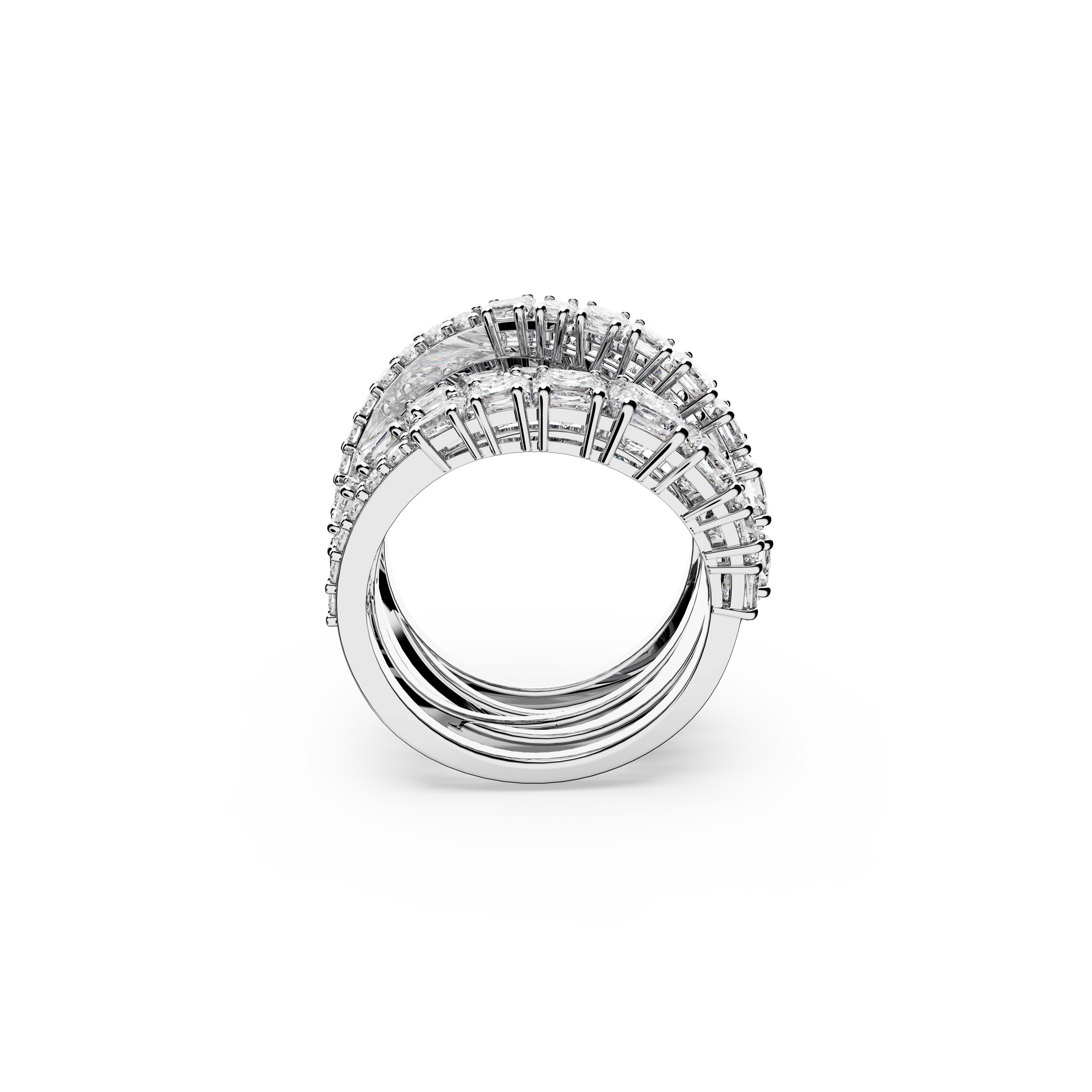 SWAROVSKI TWIST WRAP RING, MIXED CUTS, WHITE, RHODIUM PLATED