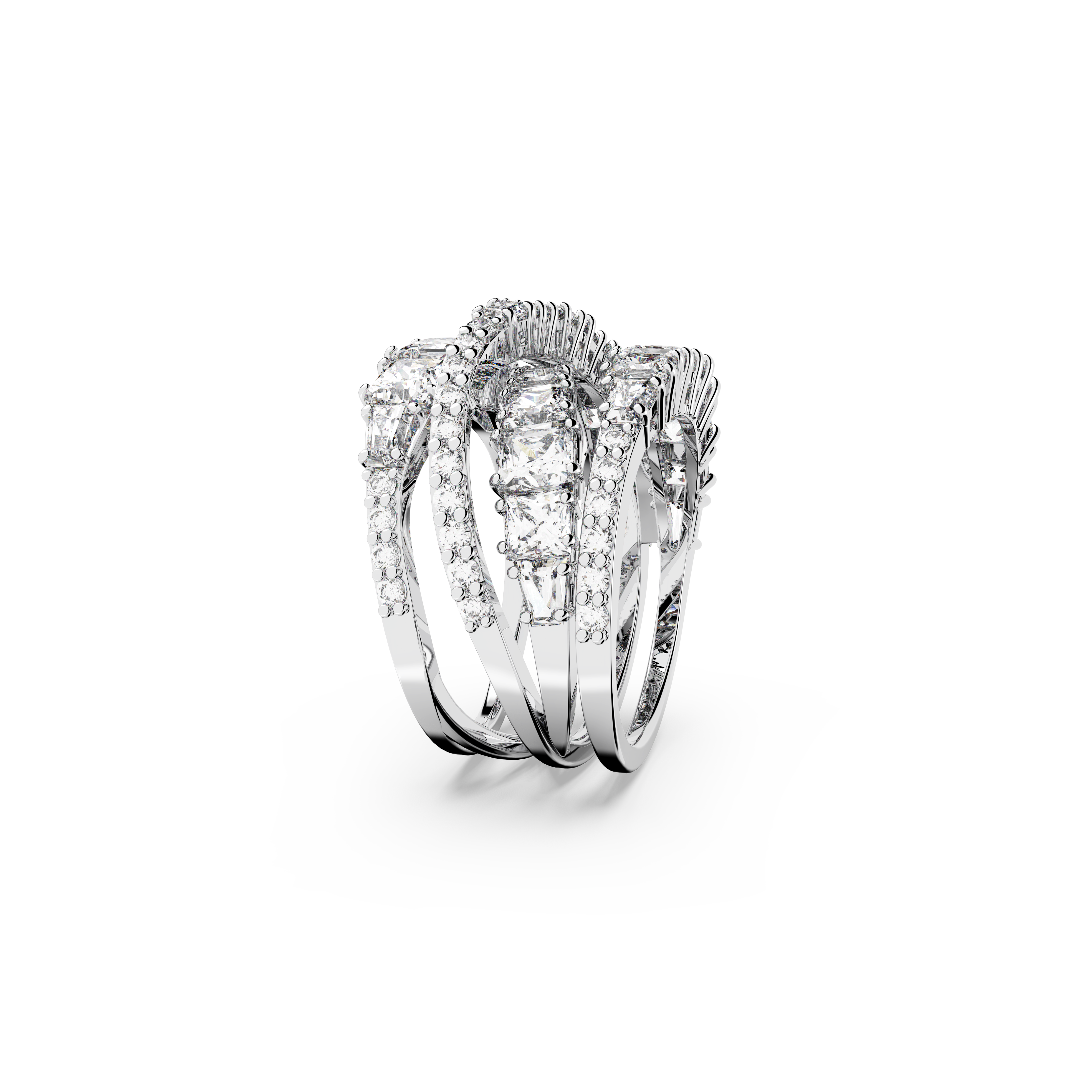 Swarovski Hyperbola ring, Mixed cuts, White, Rhodium plated 5584656