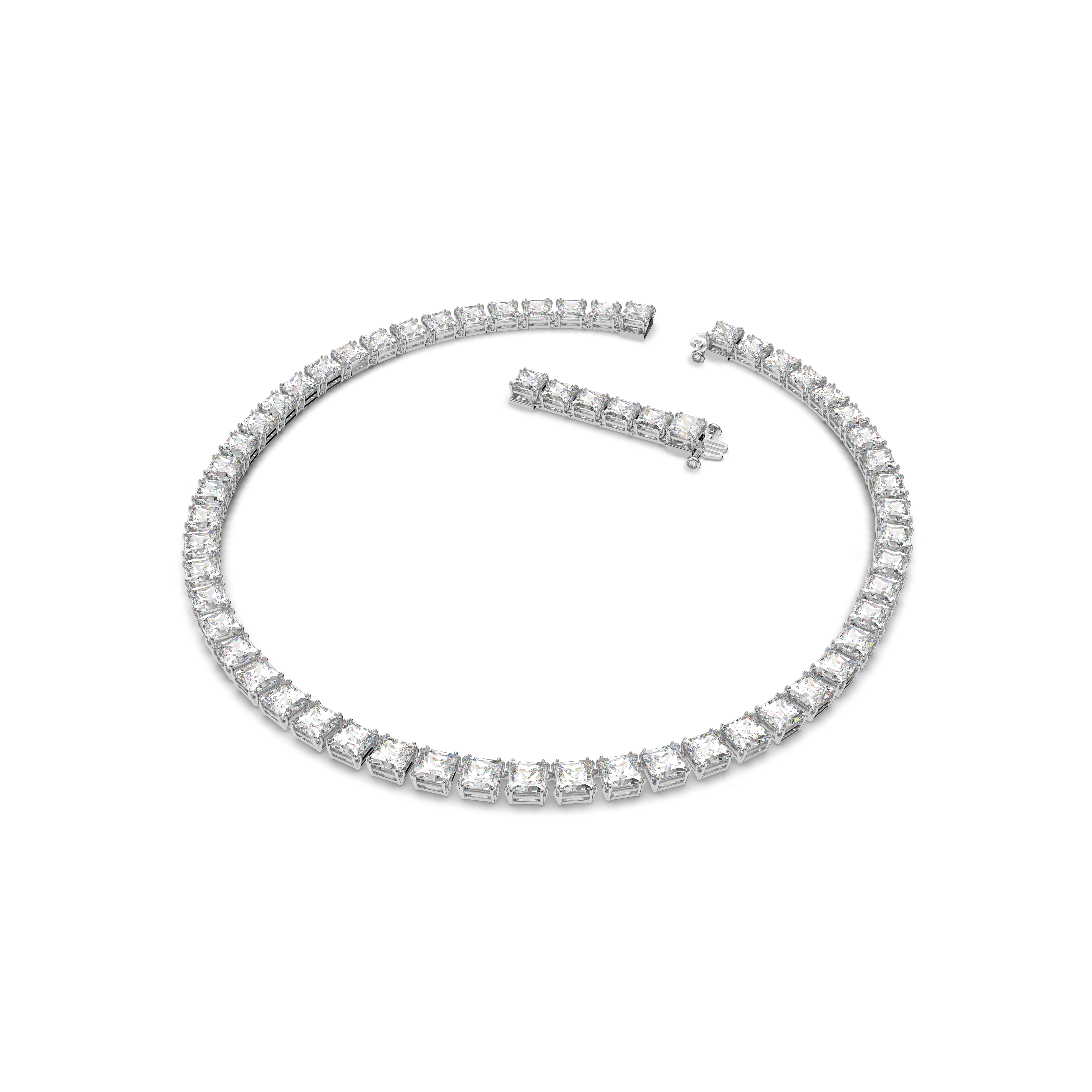 Swarovski Matrix Tennis necklace, Square cut, White, Rhodium plated 5599153