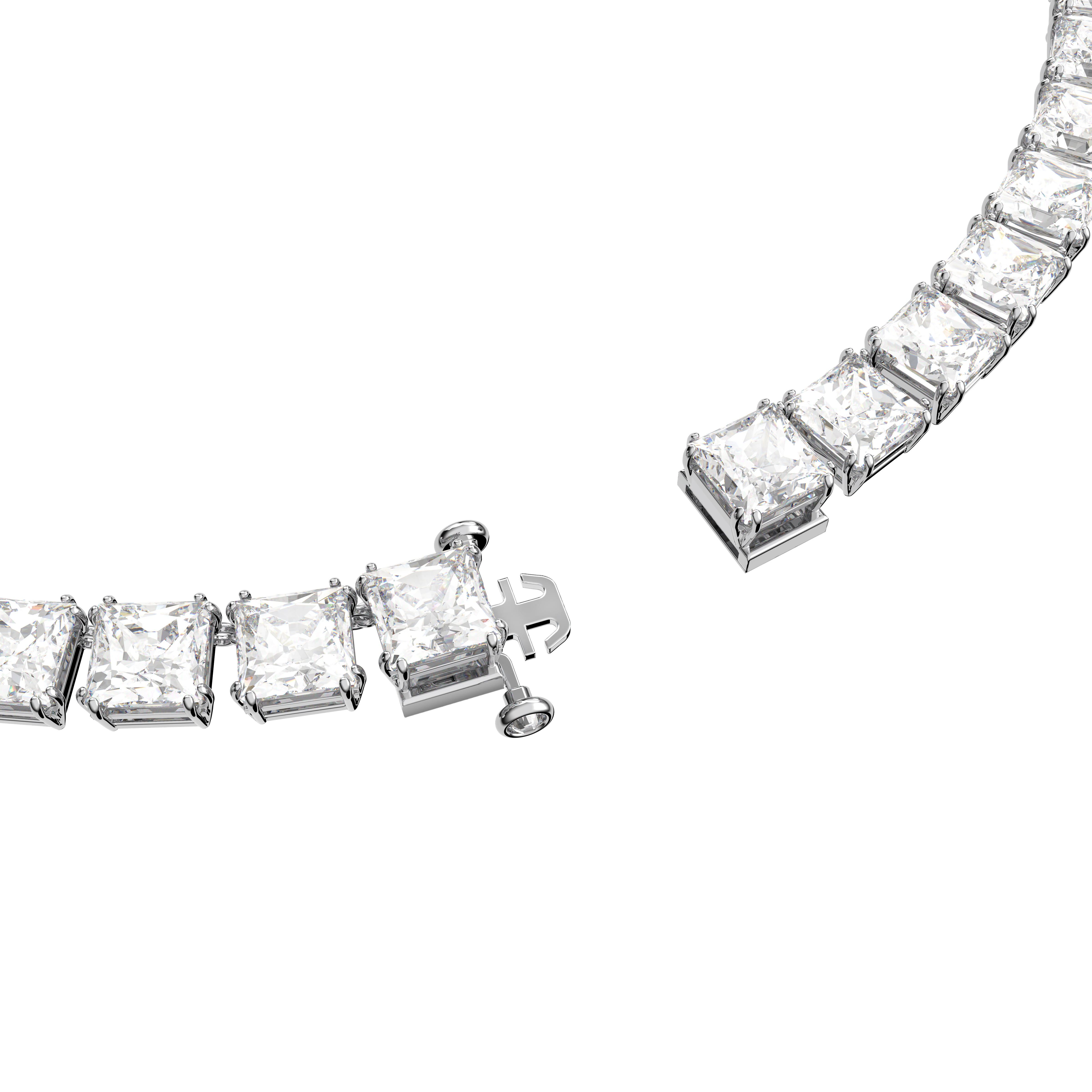 Swarovski Matrix Tennis necklace, Square cut, White, Rhodium plated 5599153