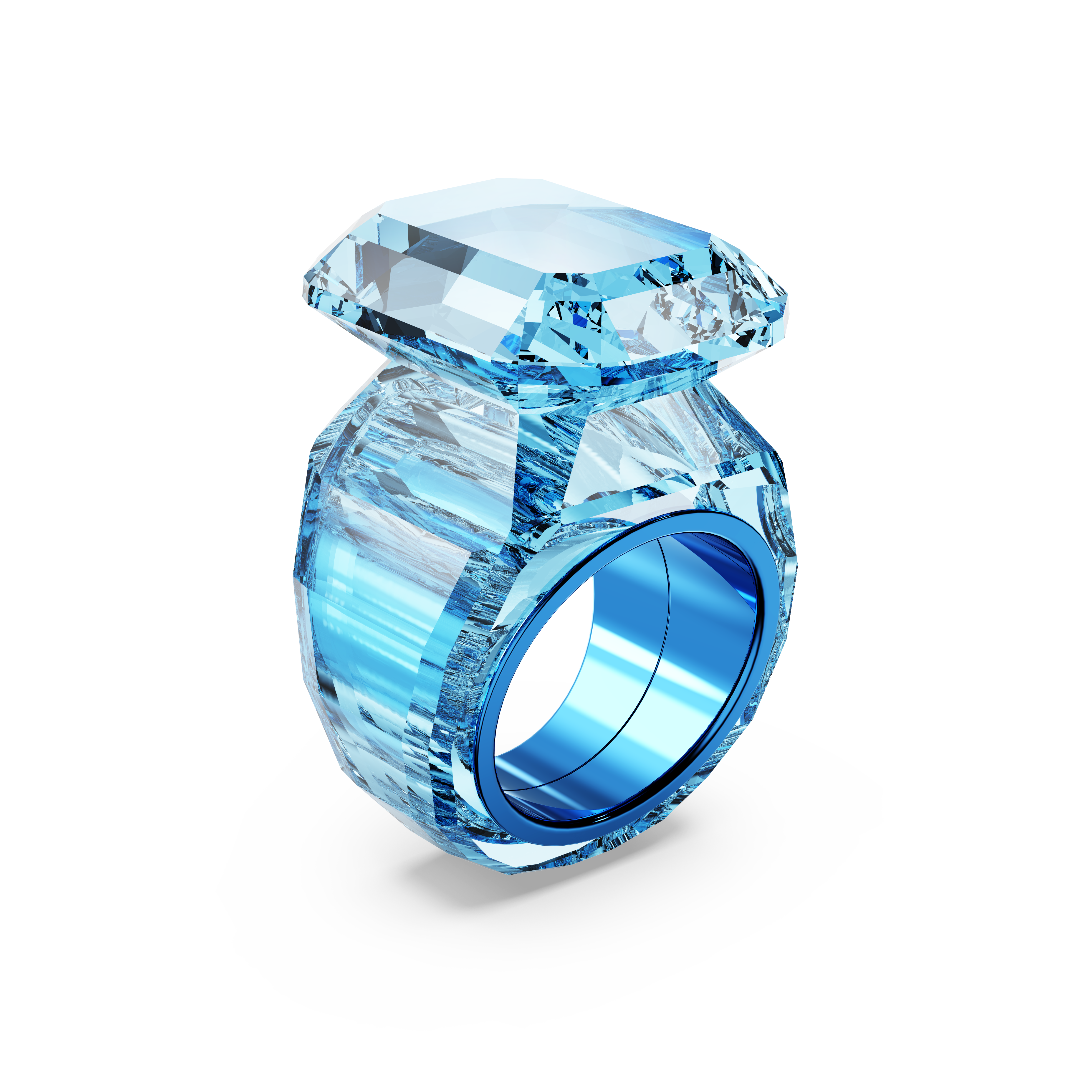 Swarovski Lucent cocktail ring, Octagon cut, Blue 5600235