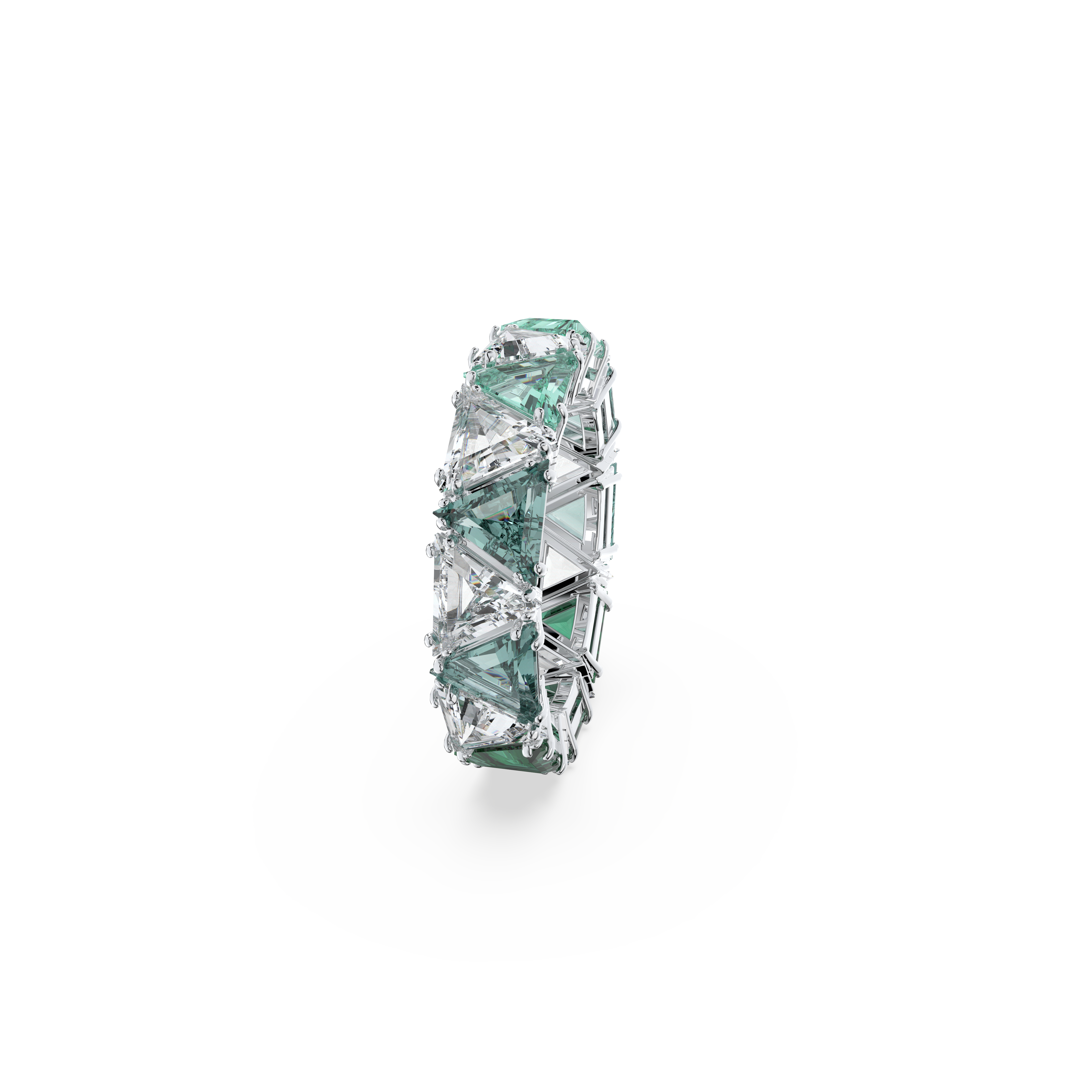 SWAROVSKI ORTYX COCKTAIL RING, TRIANGLE CUT, GREEN, RHODIUM PLATED