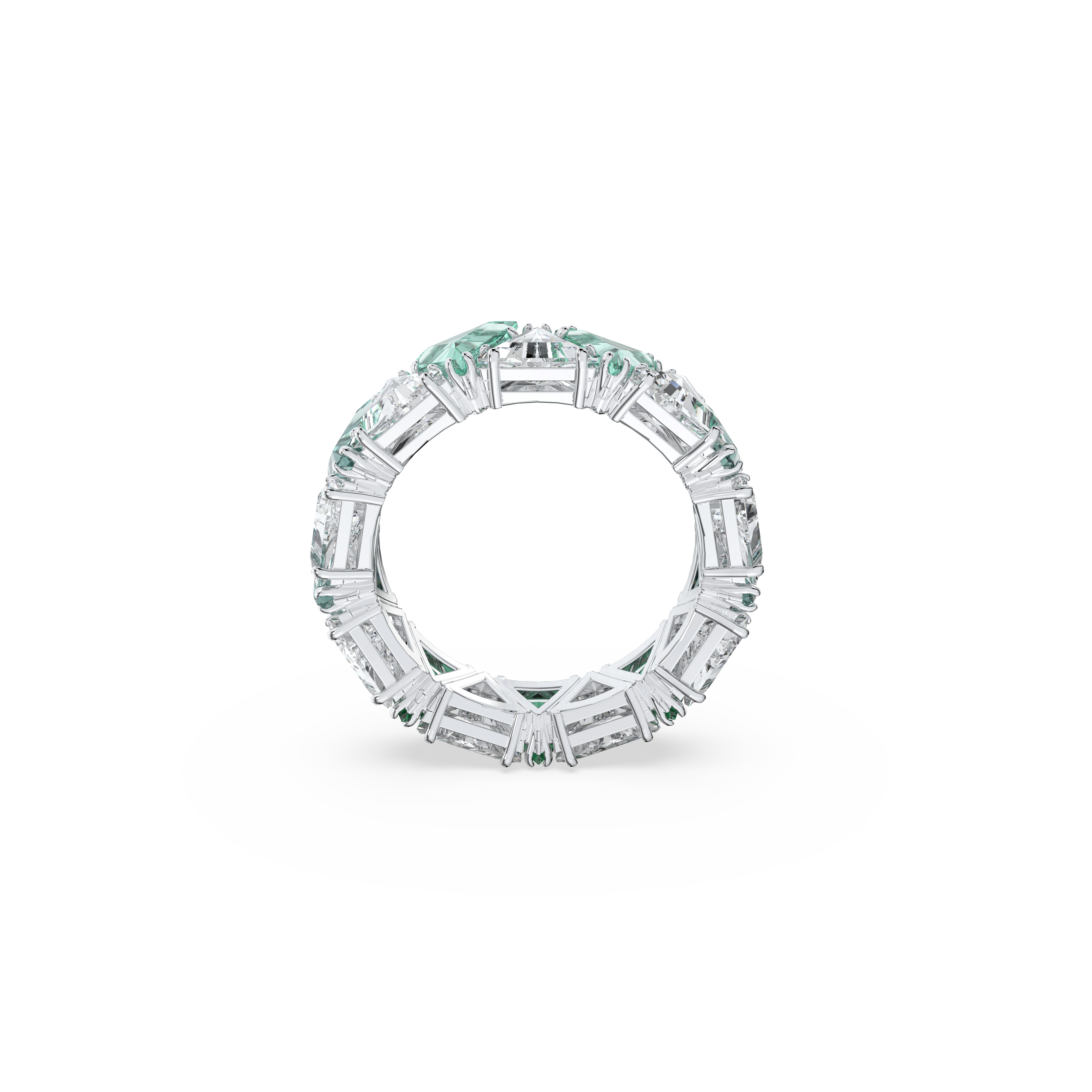 SWAROVSKI ORTYX COCKTAIL RING, TRIANGLE CUT, GREEN, RHODIUM PLATED