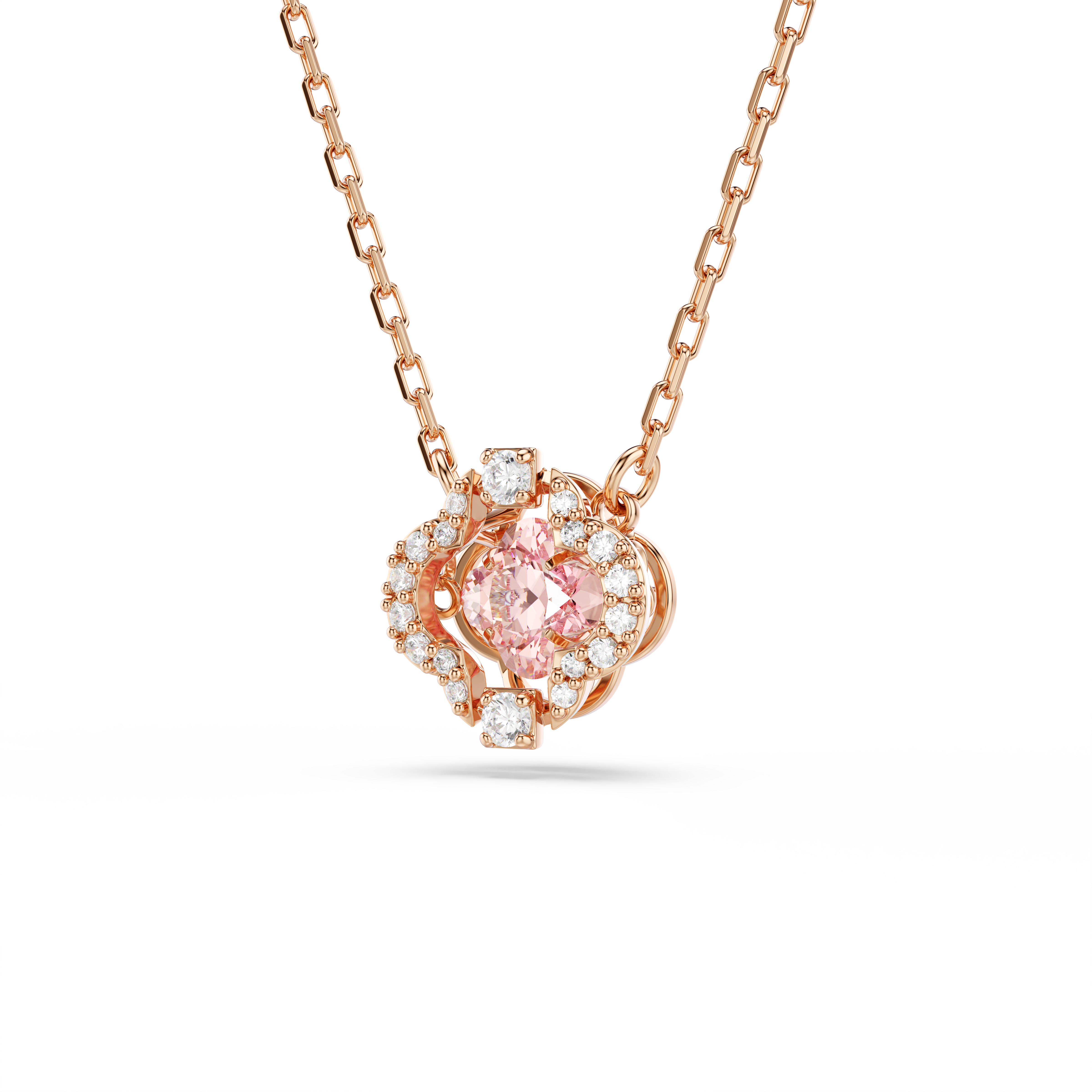 Swarovski Una necklace, Clover, Pink, Rose gold-tone plated 5604192