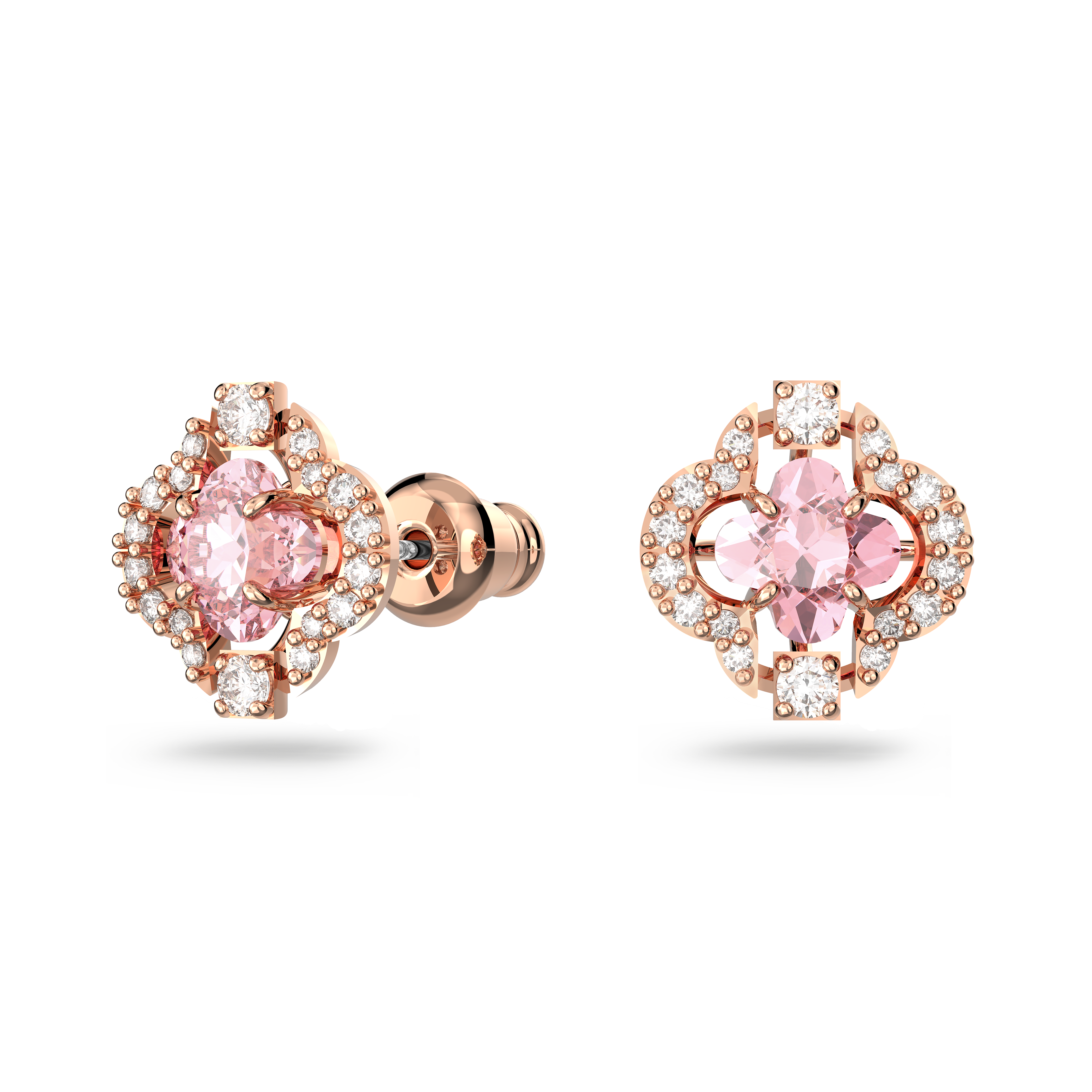 Swarovski Una set, Mixed cuts, Clover, Pink, Rose gold-tone plated 5604204