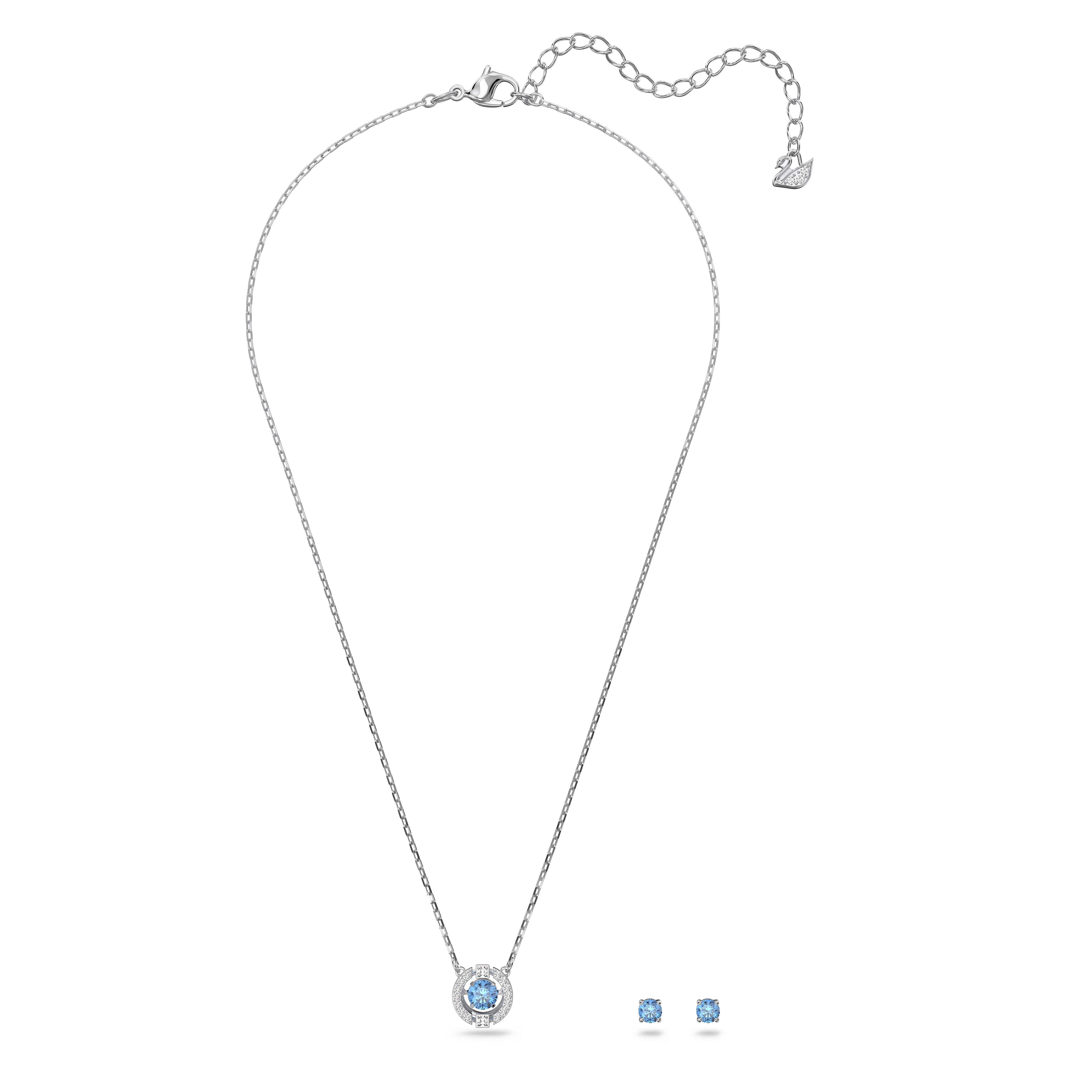 Swarovski Una set, Round cut, Blue, Rhodium plated 5604205