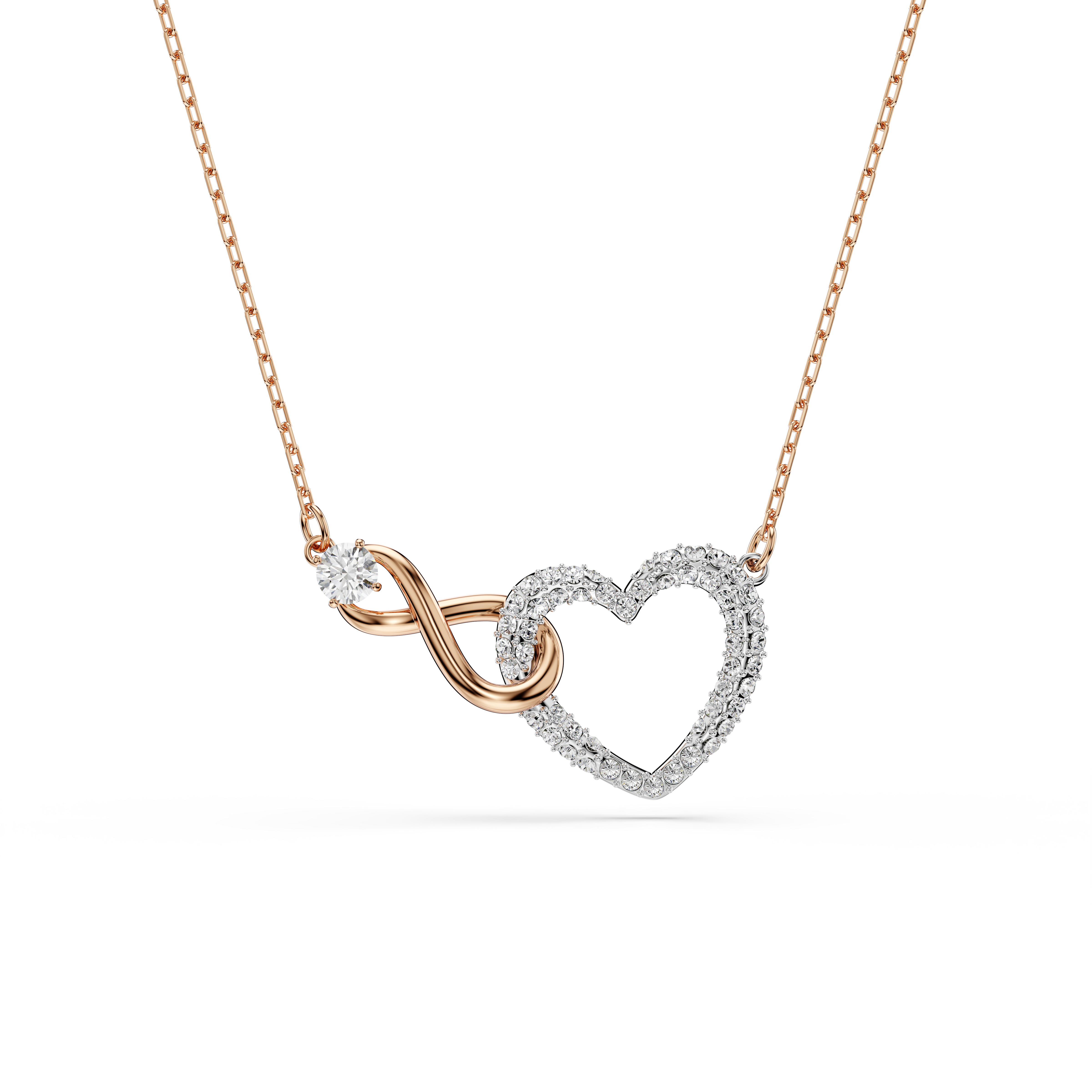 Swarovski Hyperbola necklace, Infinity and heart, White, Mixed metal finish 5604531