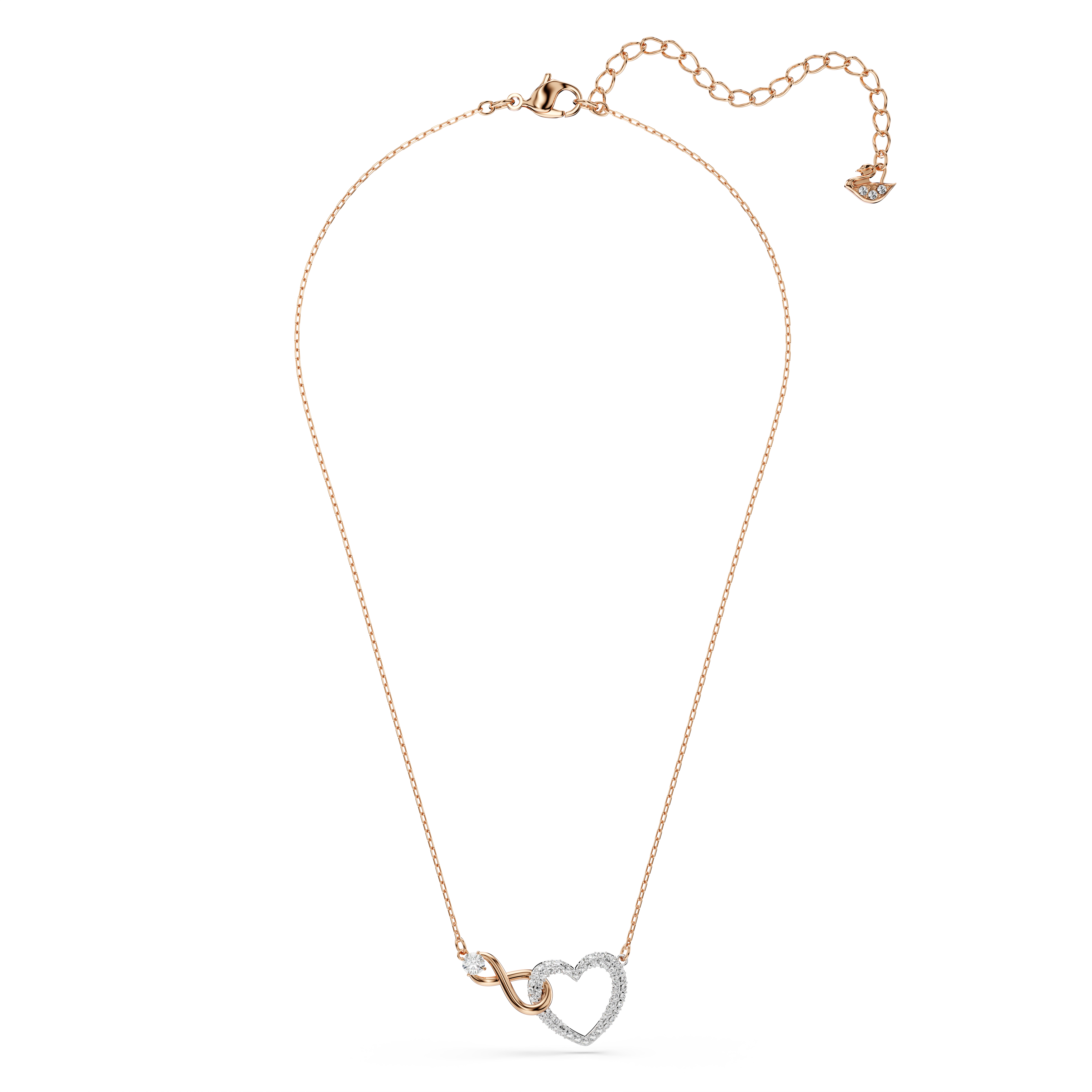 Swarovski Hyperbola necklace, Infinity and heart, White, Mixed metal finish 5604531