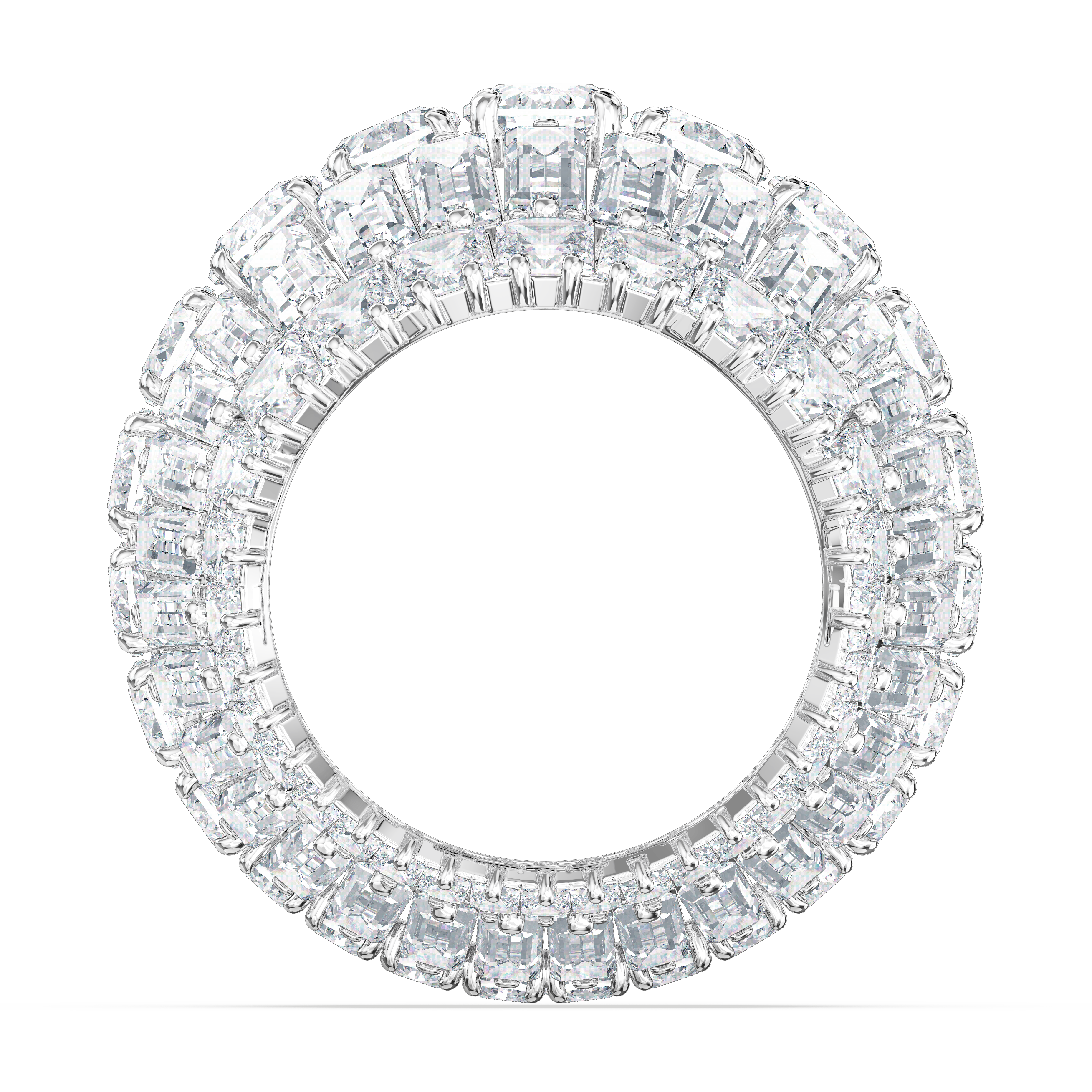 Swarovski Hyperbola cocktail ring, Mixed cuts, White, Rhodium plated 5610393