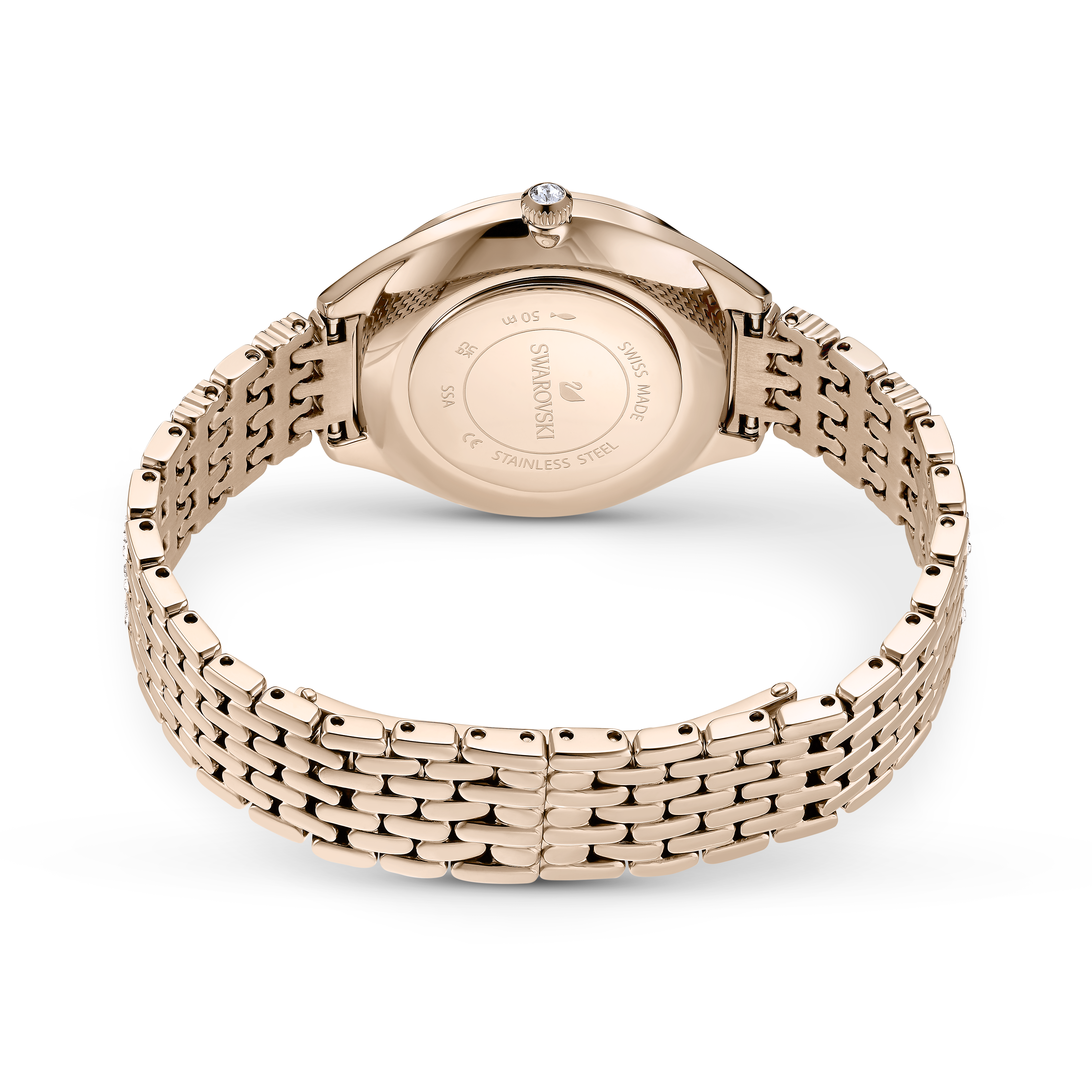 Swarovski Attract watch, Swiss Made, Pavé, Crystal bracelet, Gold tone, Champagne gold-tone finish 5610484