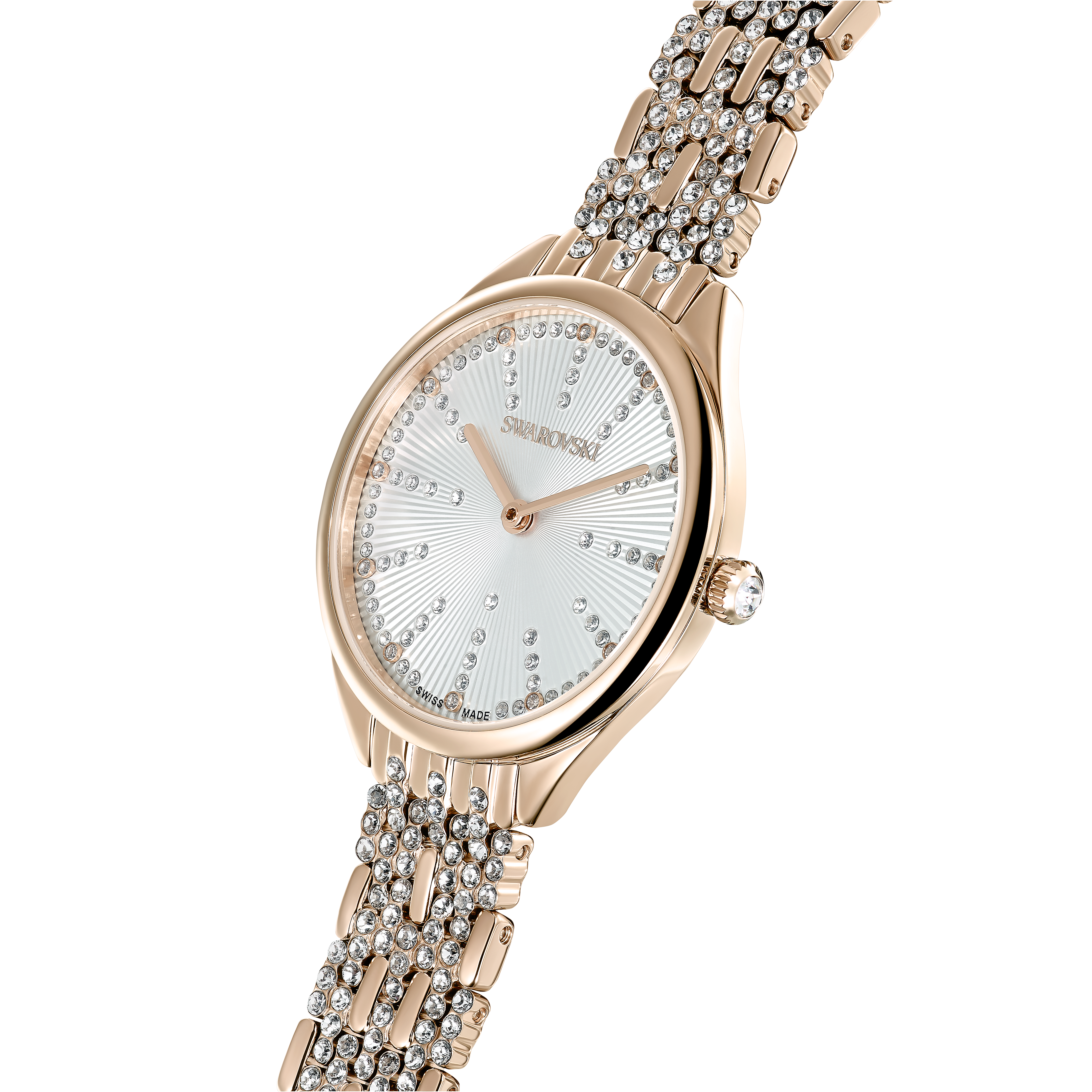 Swarovski Attract watch, Swiss Made, Pavé, Crystal bracelet, Gold tone, Champagne gold-tone finish 5610484