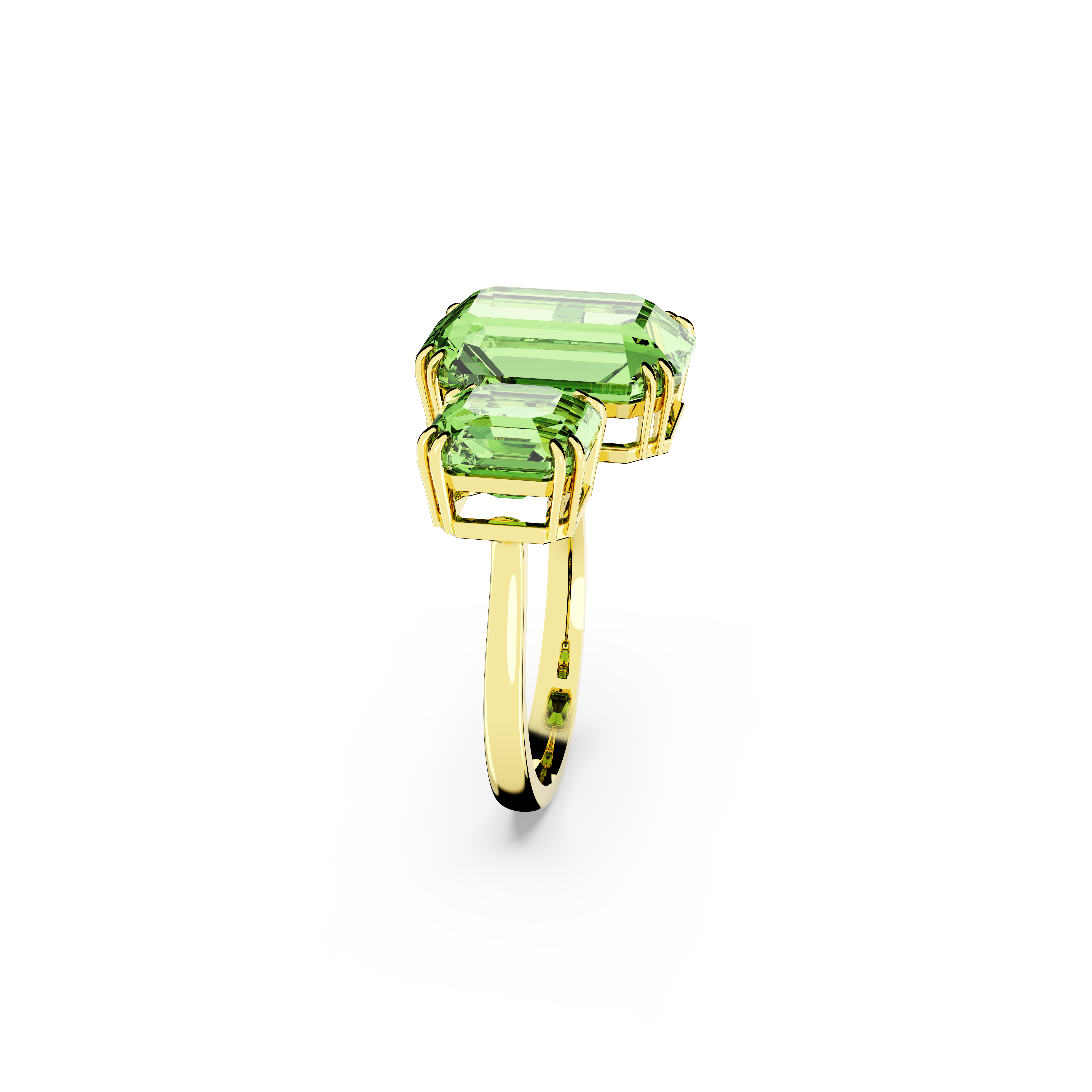 SWAROVSKI MILLENIA OPEN RING, OCTAGON CUT, GREEN, GOLD-TONE PLATED