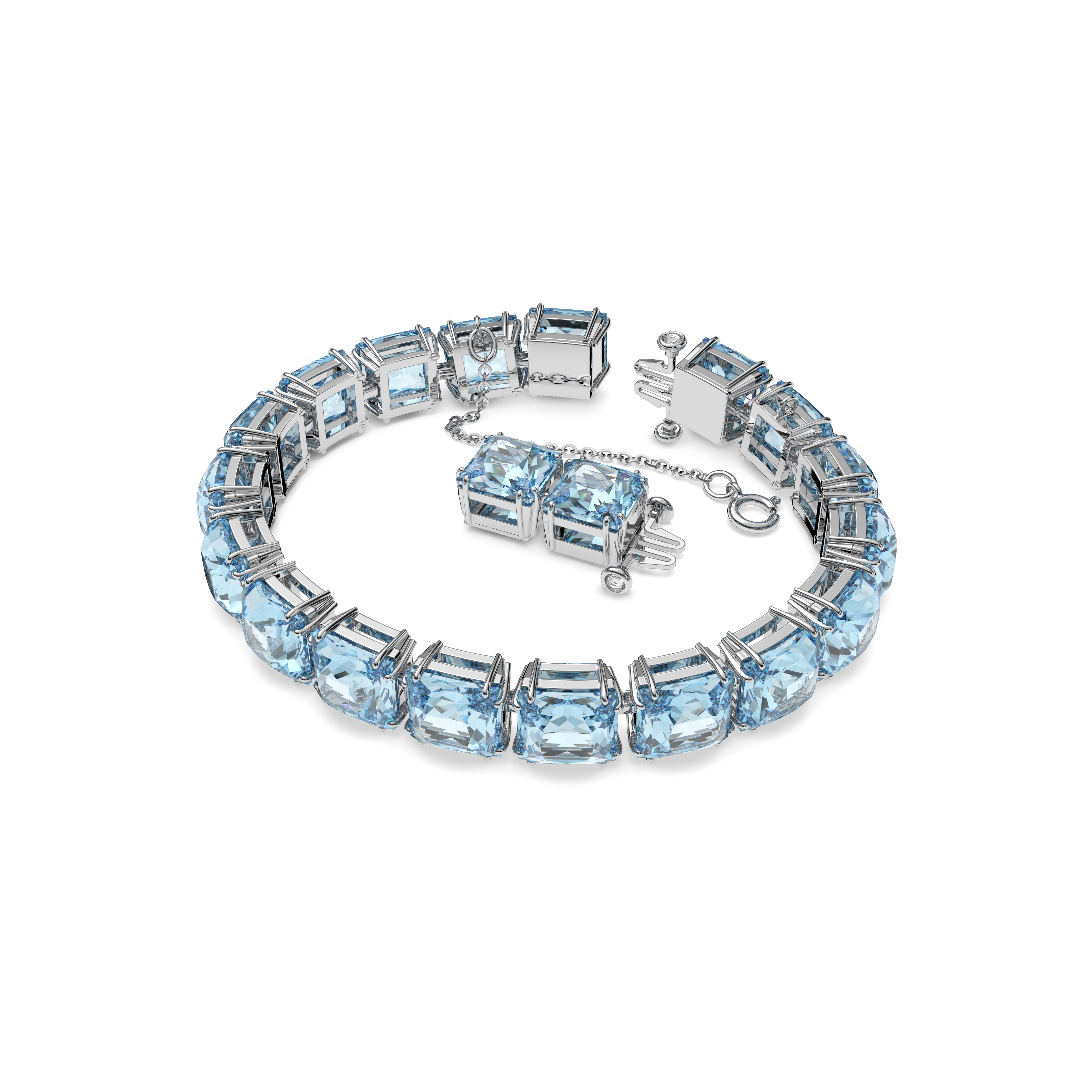 SWAROVSKI MILLENIA BRACELET, SQUARE CUT, MEDIUM, BLUE, RHODIUM PLATED 5614924
