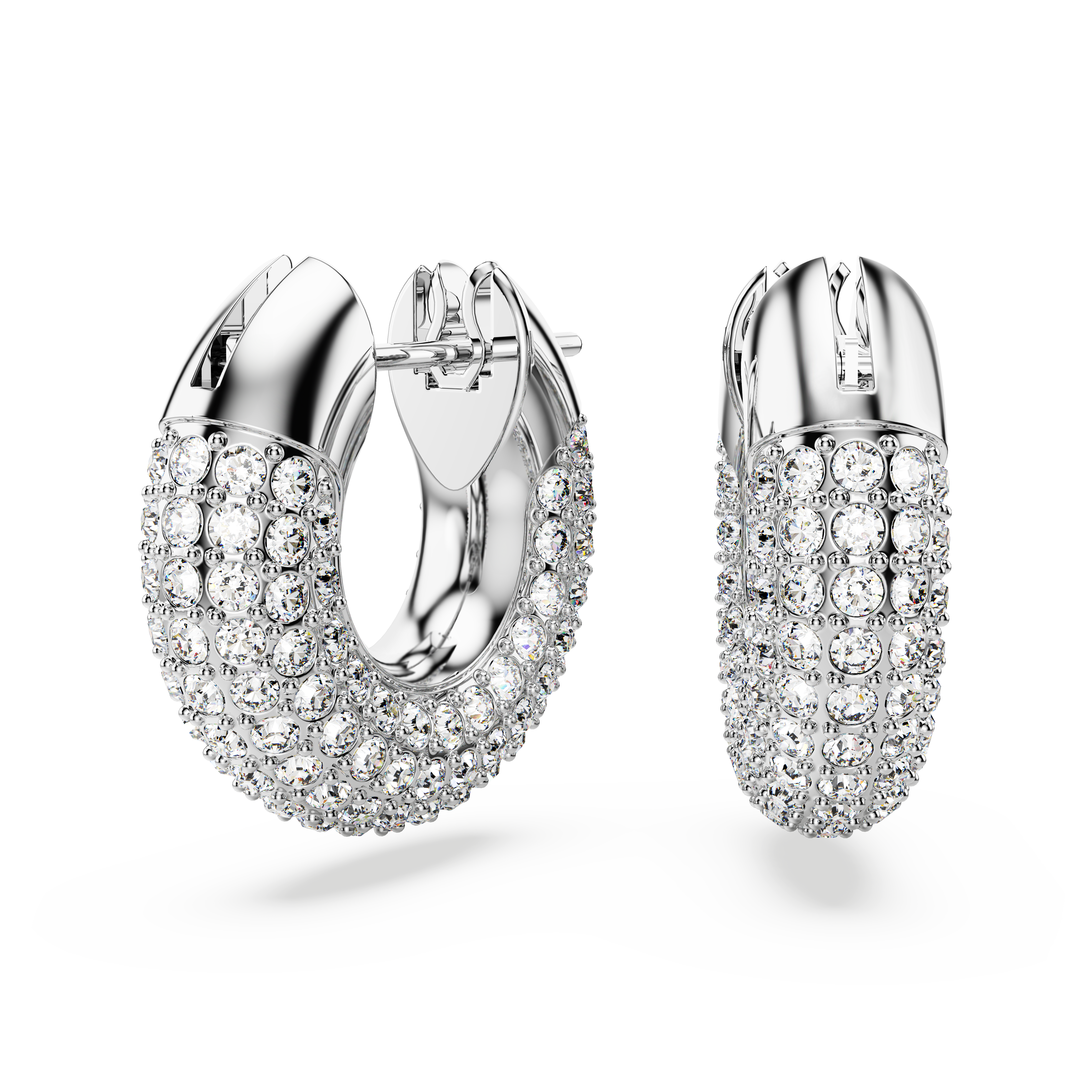 SWAROVSKI DEXTERA HOOP EARRINGS, SMALL, WHITE, RHODIUM PLATED 5618306