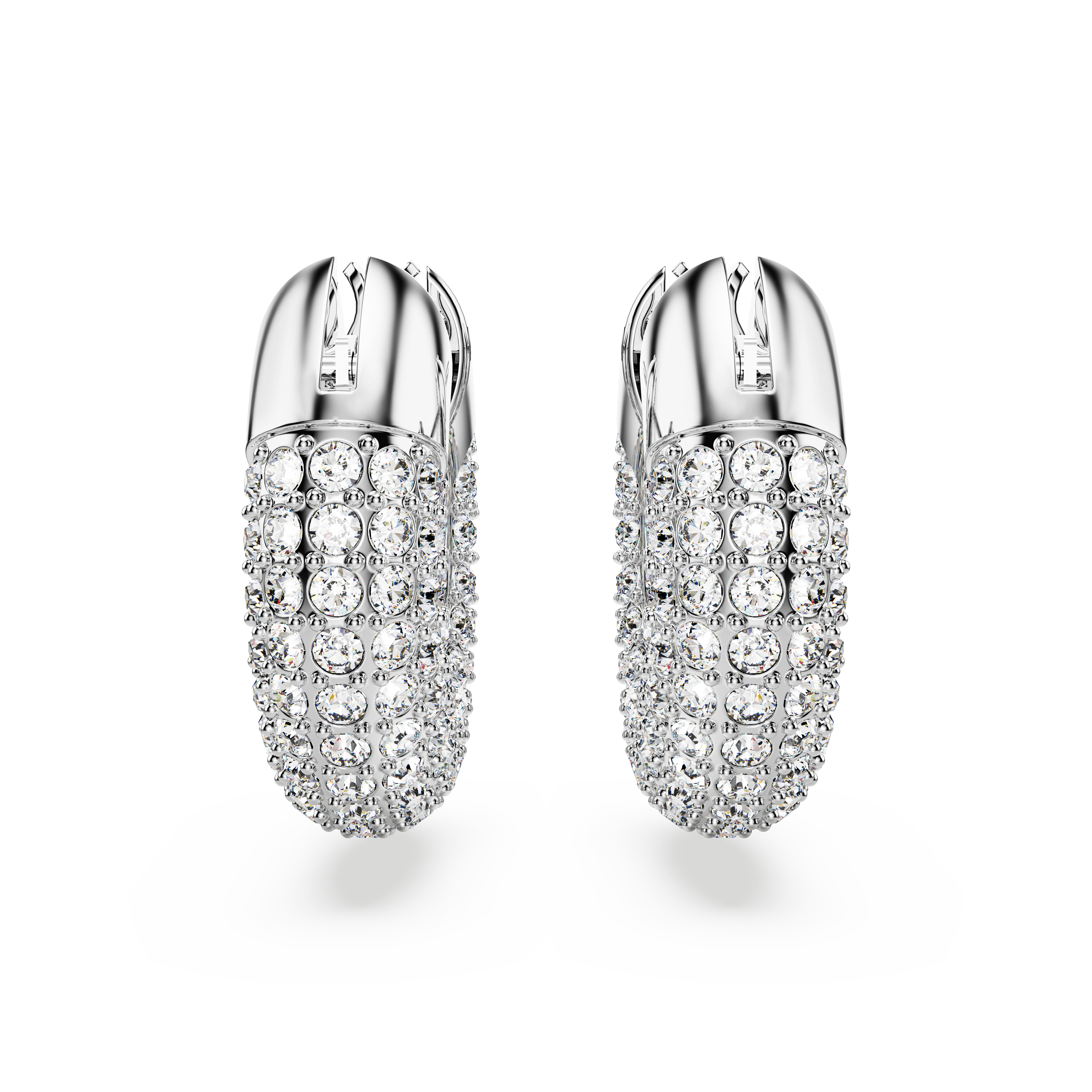 SWAROVSKI DEXTERA HOOP EARRINGS, SMALL, WHITE, RHODIUM PLATED 5618306