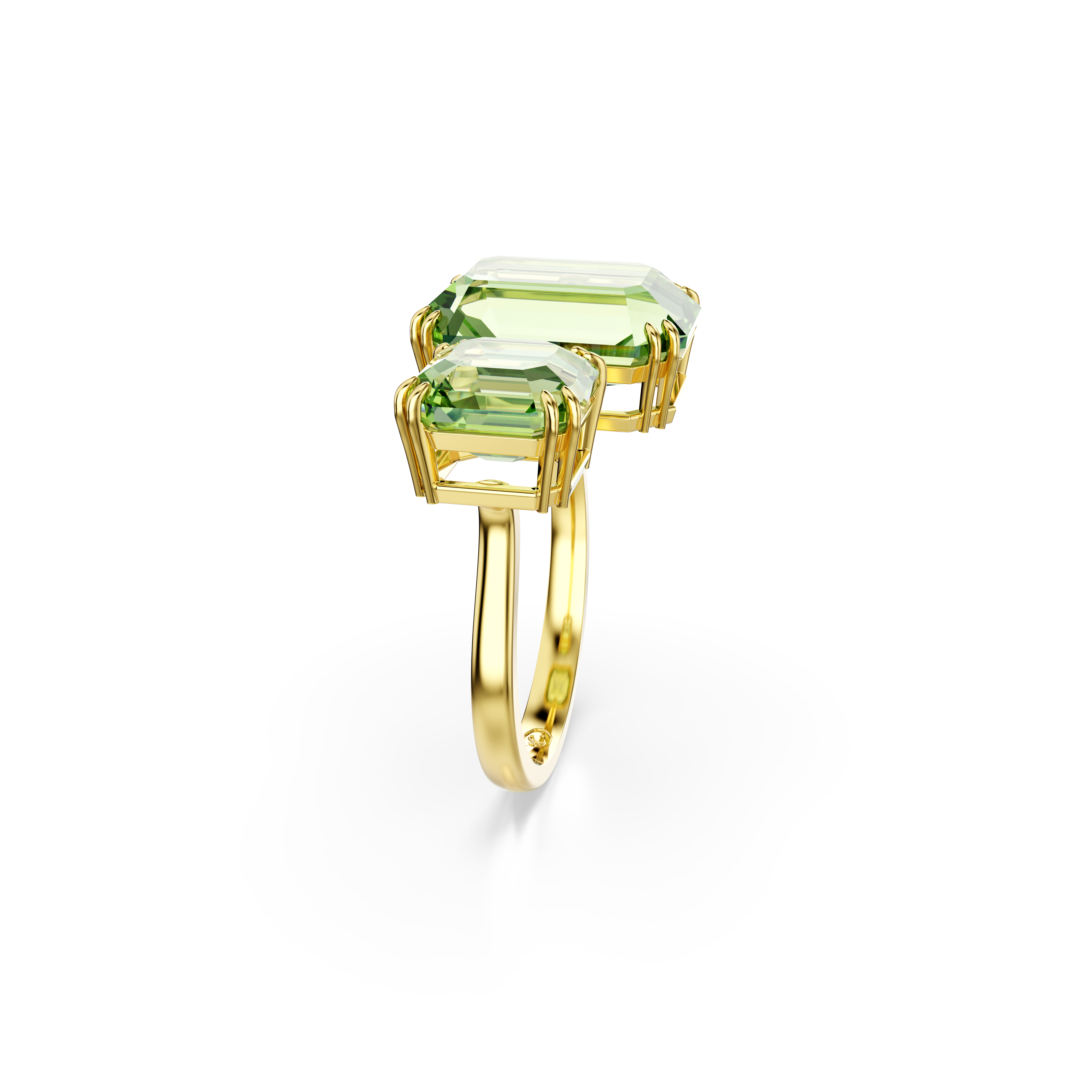 Swarovski Millenia open ring, Octagon cut, Green, Gold-tone plated 5619629