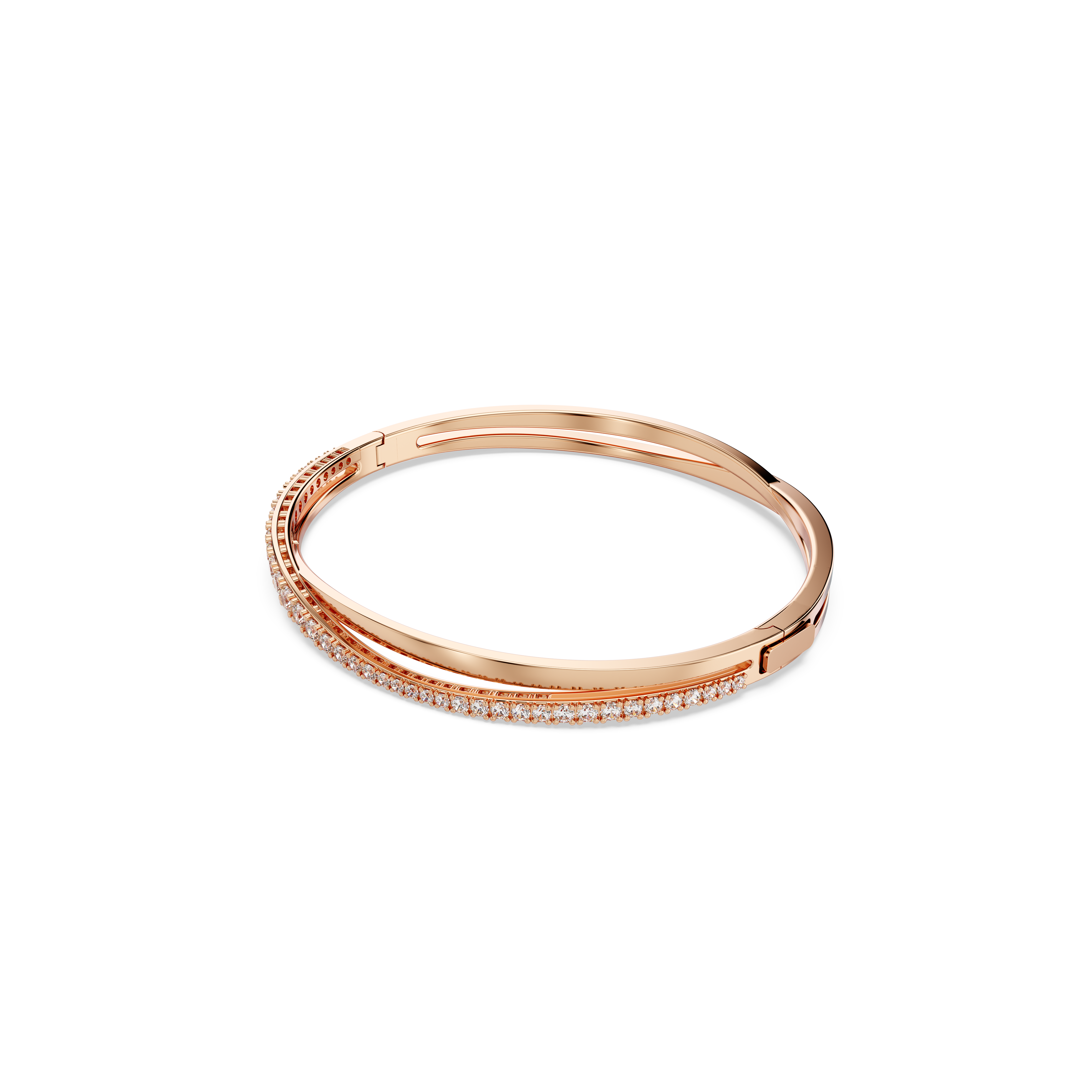 Swarovski Hyperbola bangle, White, Rose gold-tone plated 5620552