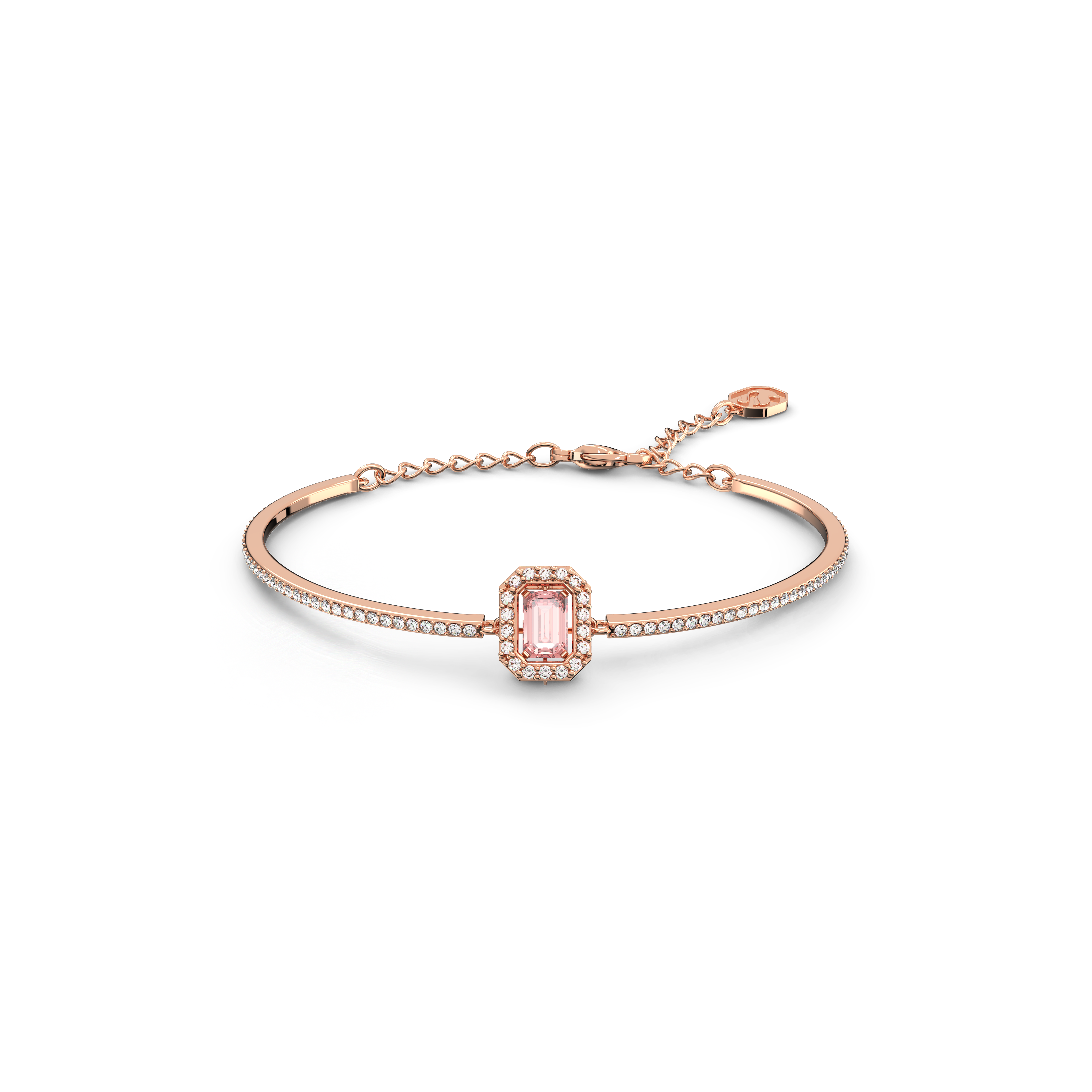 SWAROVSKI MILLENIA BANGLE, OCTAGON CUT, PAVÉ, PINK, ROSE GOLD-TONE PLATED 5620555