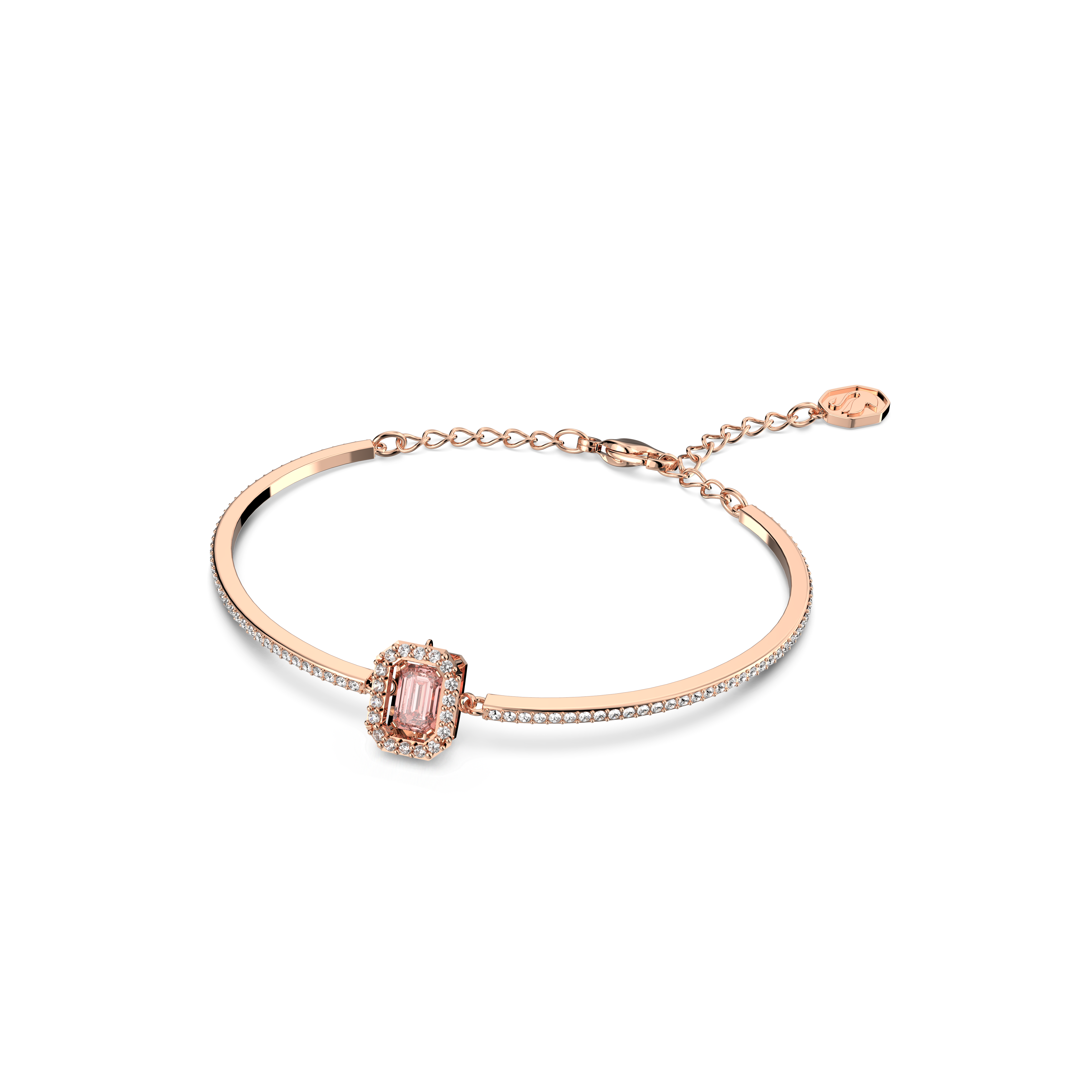 SWAROVSKI MILLENIA BANGLE, OCTAGON CUT, PAVÉ, PINK, ROSE GOLD-TONE PLATED 5620555
