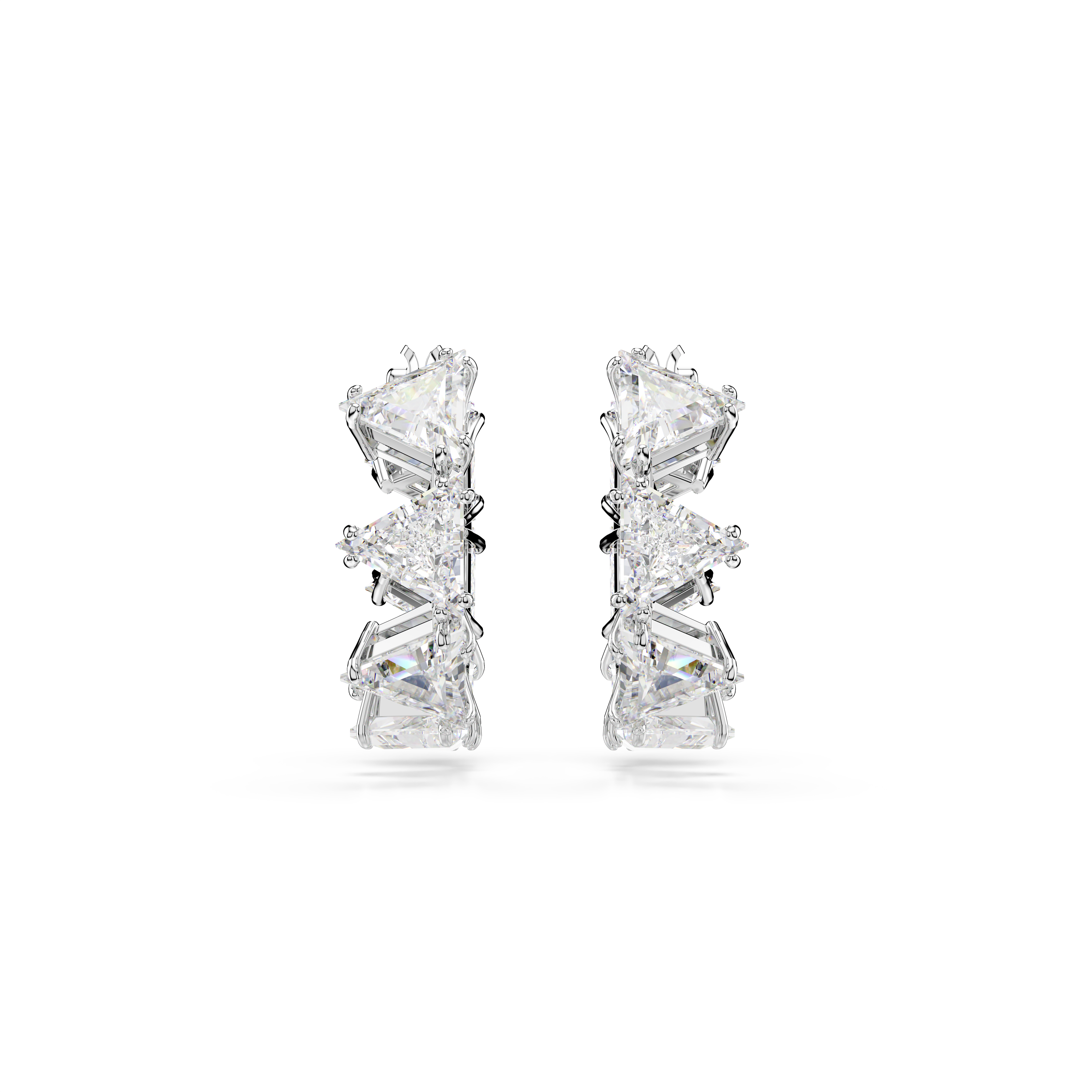 Swarovski Matrix hoop earrings, White, Rhodium plated 5632467