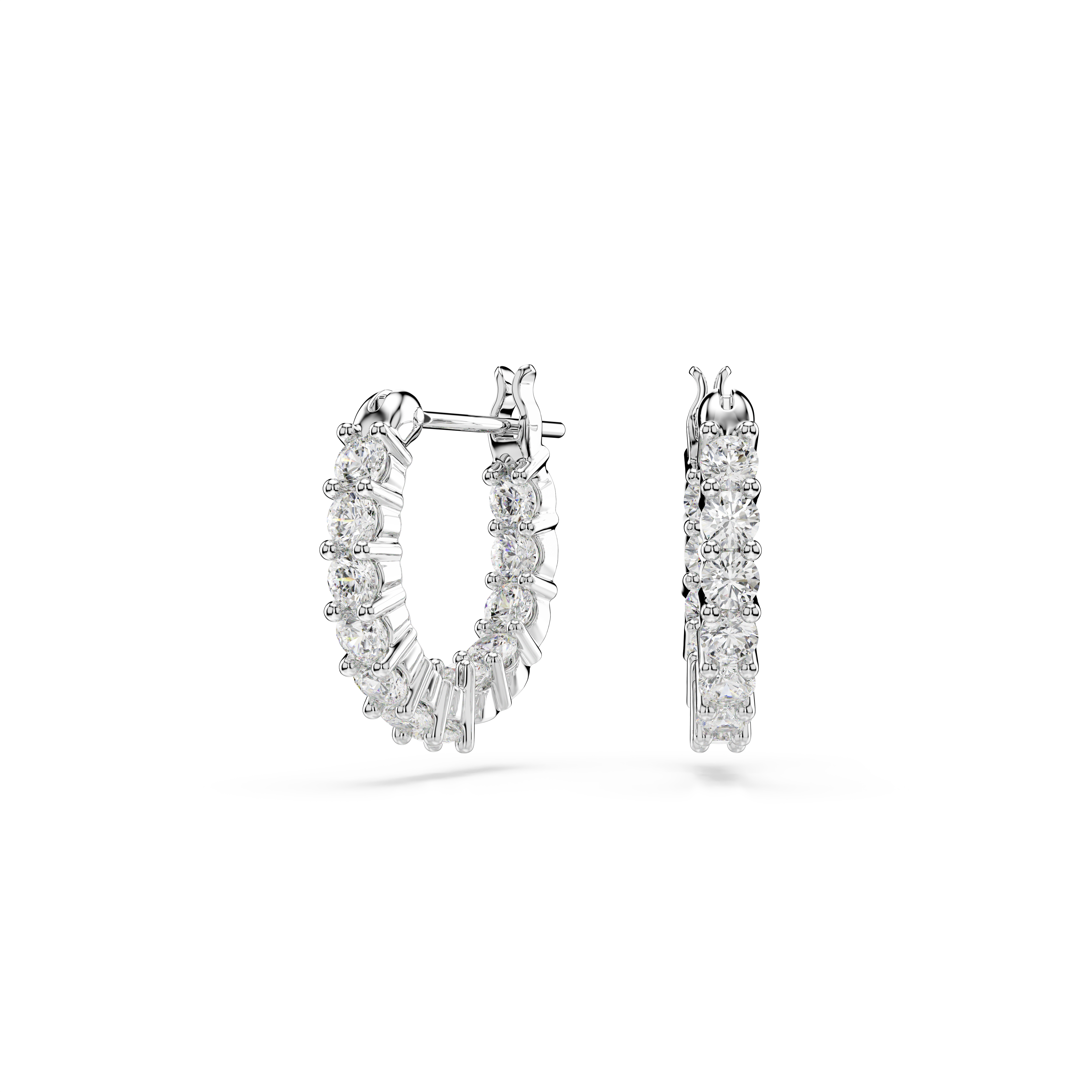 Swarovski Matrix Vittore hoop earrings, Round cut, White, Rhodium plated 5633866