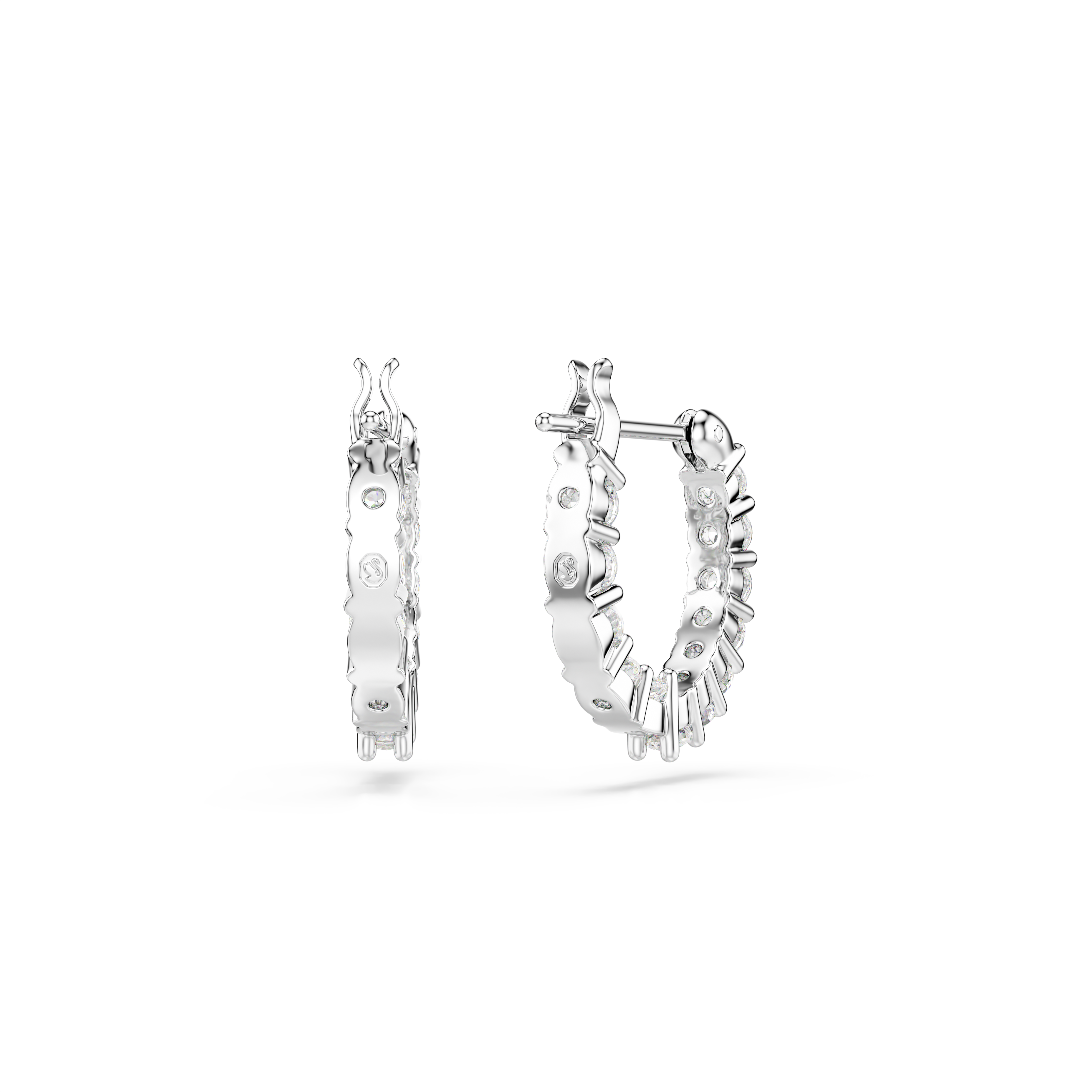 Swarovski Matrix Vittore hoop earrings, Round cut, White, Rhodium plated 5633866