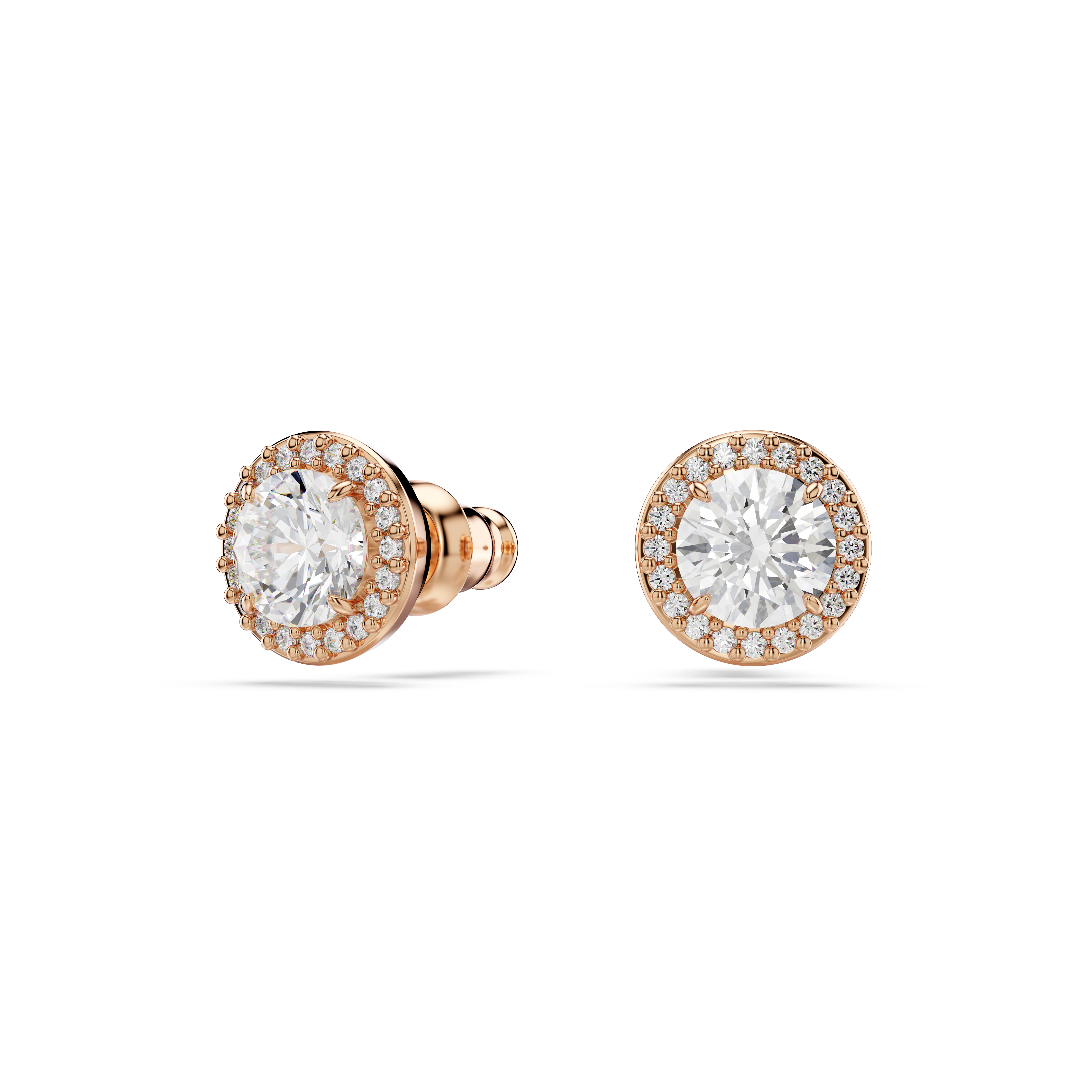 Swarovski Una Angelic stud earrings, Round cut, Pavé, White, Rose gold-tone plated 5636275