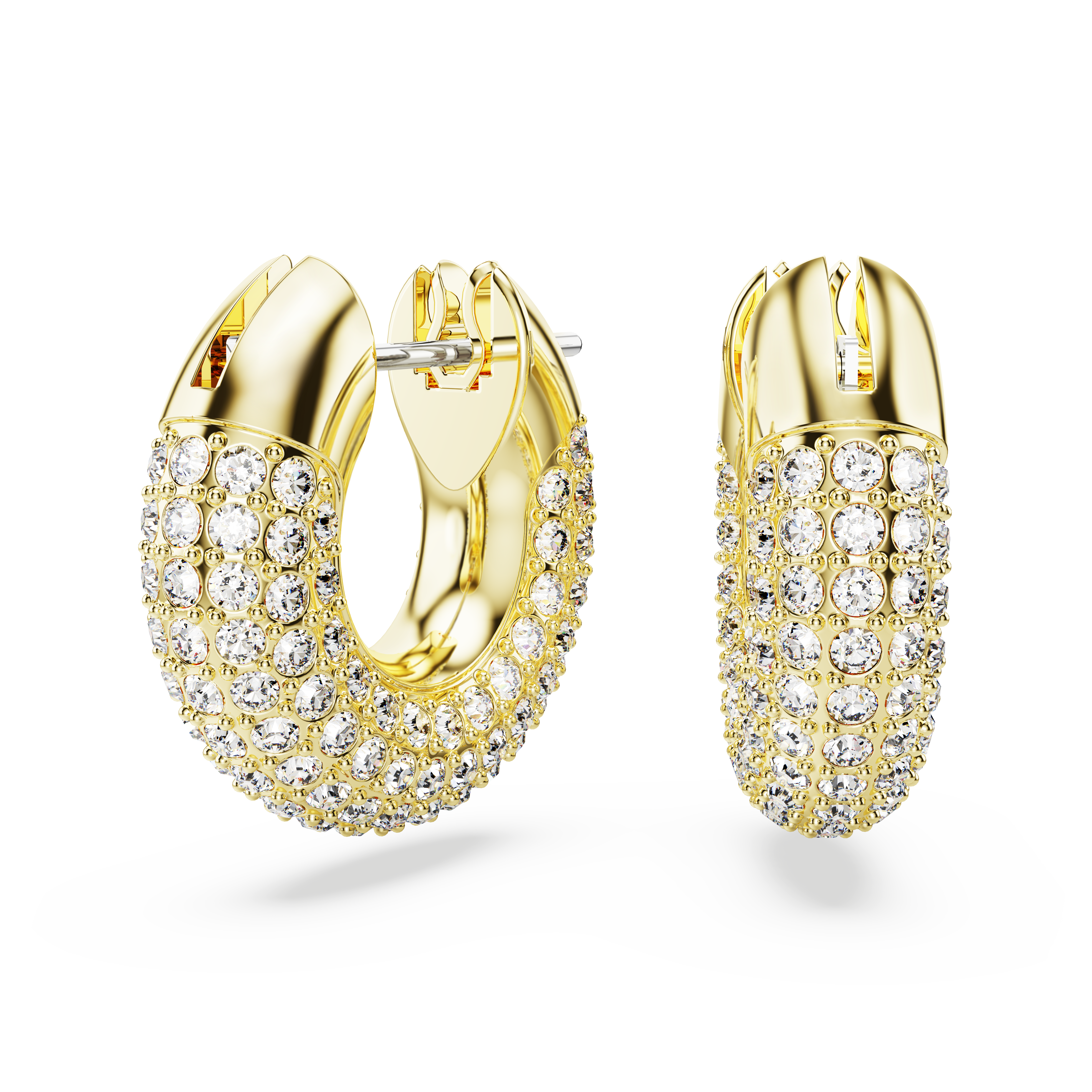 SWAROVSKI DEXTERA HOOP EARRINGS, SMALL, WHITE, GOLD-TONE PLATED 5636530
