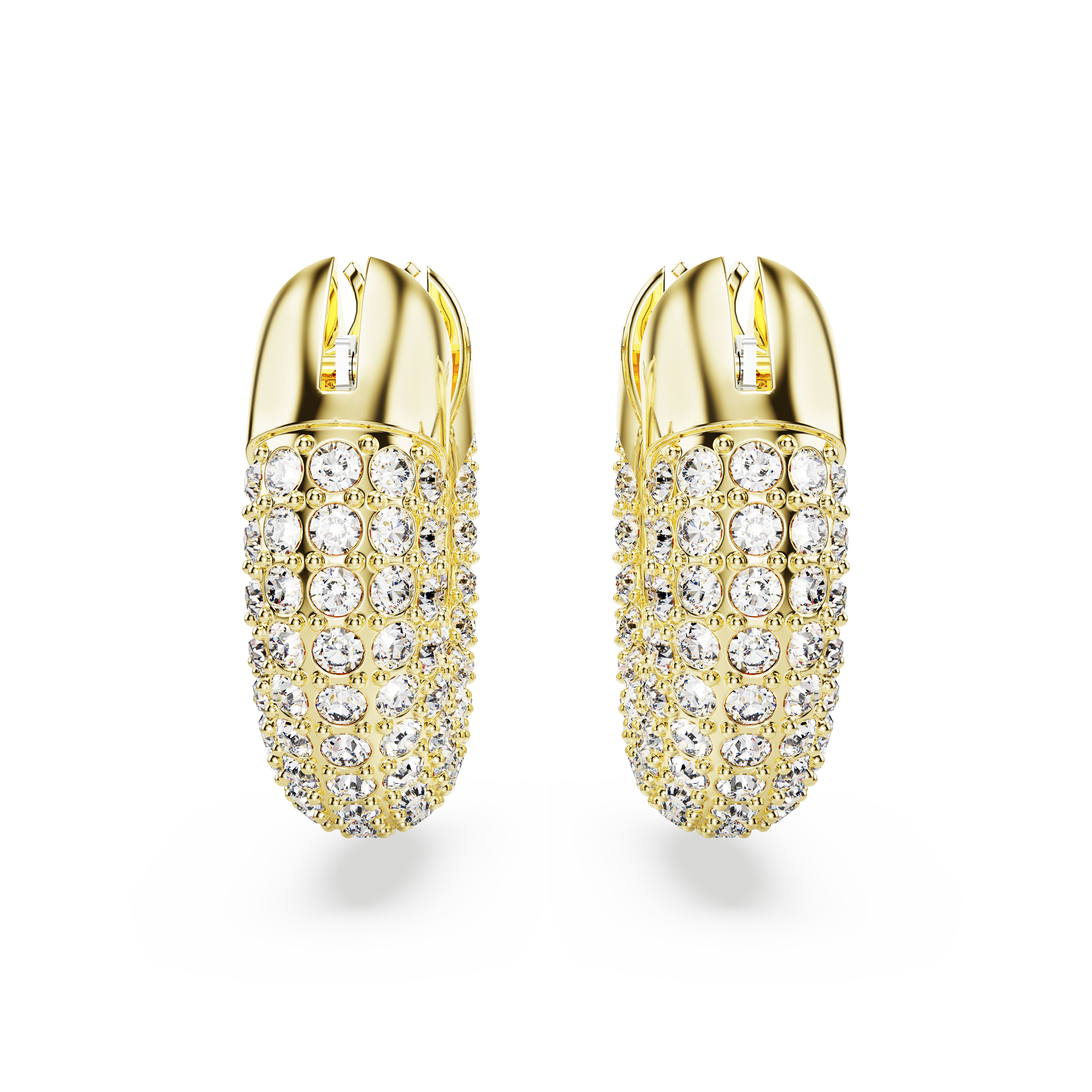 SWAROVSKI DEXTERA HOOP EARRINGS, SMALL, WHITE, GOLD-TONE PLATED 5636530