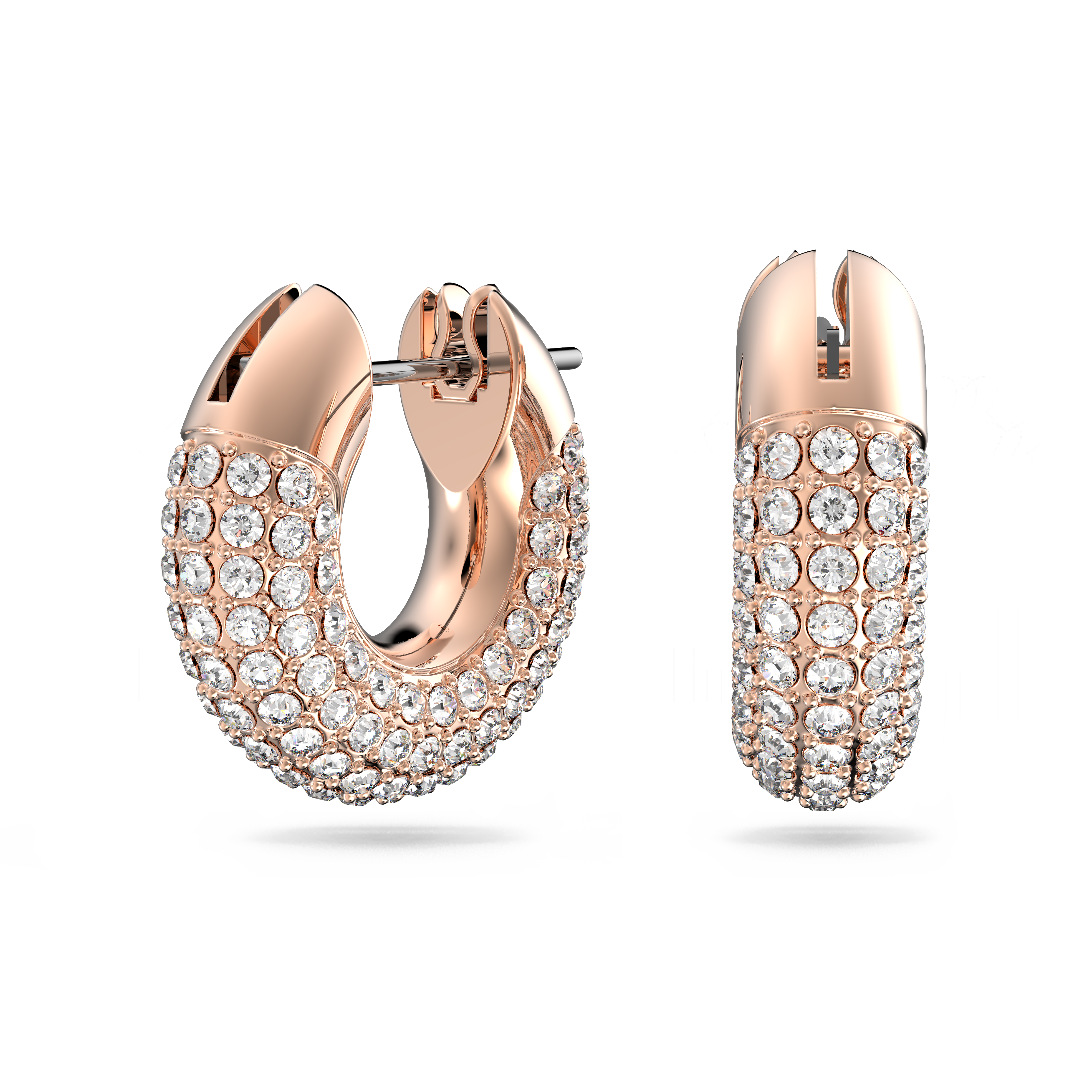 SWAROVSKI DEXTERA HOOP EARRINGS, SMALL, WHITE, ROSE GOLD-TONE PLATED 5636531
