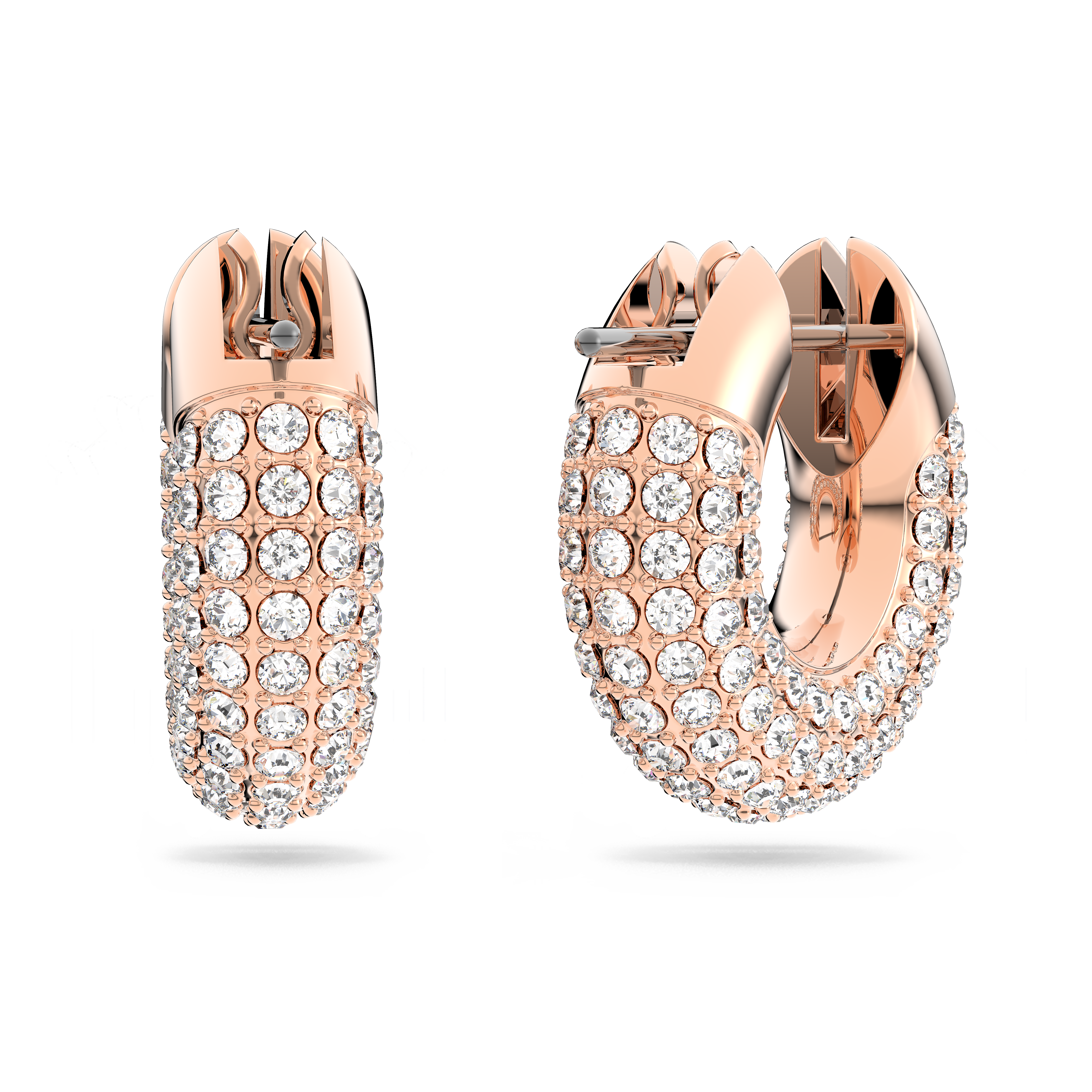 SWAROVSKI DEXTERA HOOP EARRINGS, SMALL, WHITE, ROSE GOLD-TONE PLATED 5636531