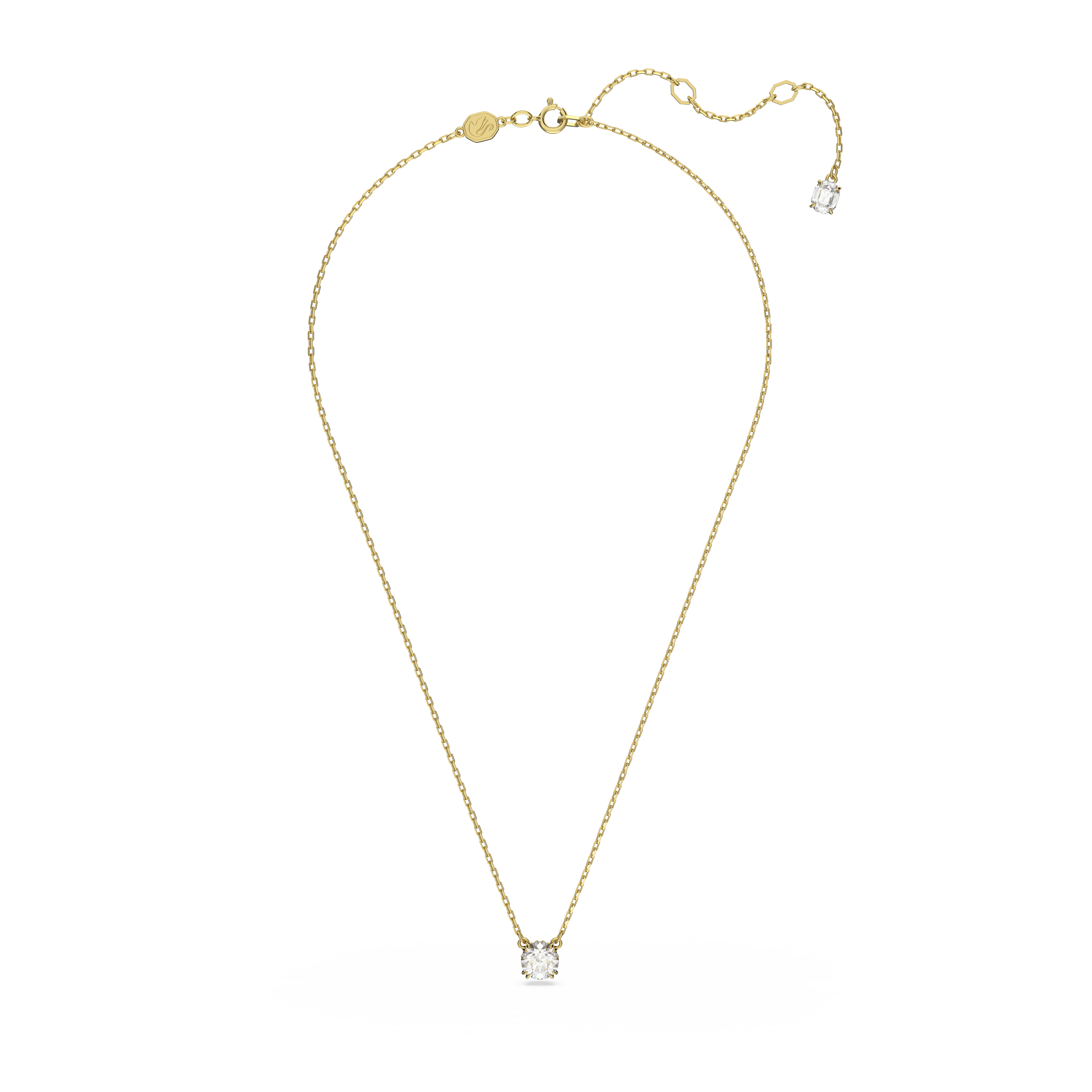 Swarovski Stilla pendant, Round cut, White, Gold-tone plated 5636703