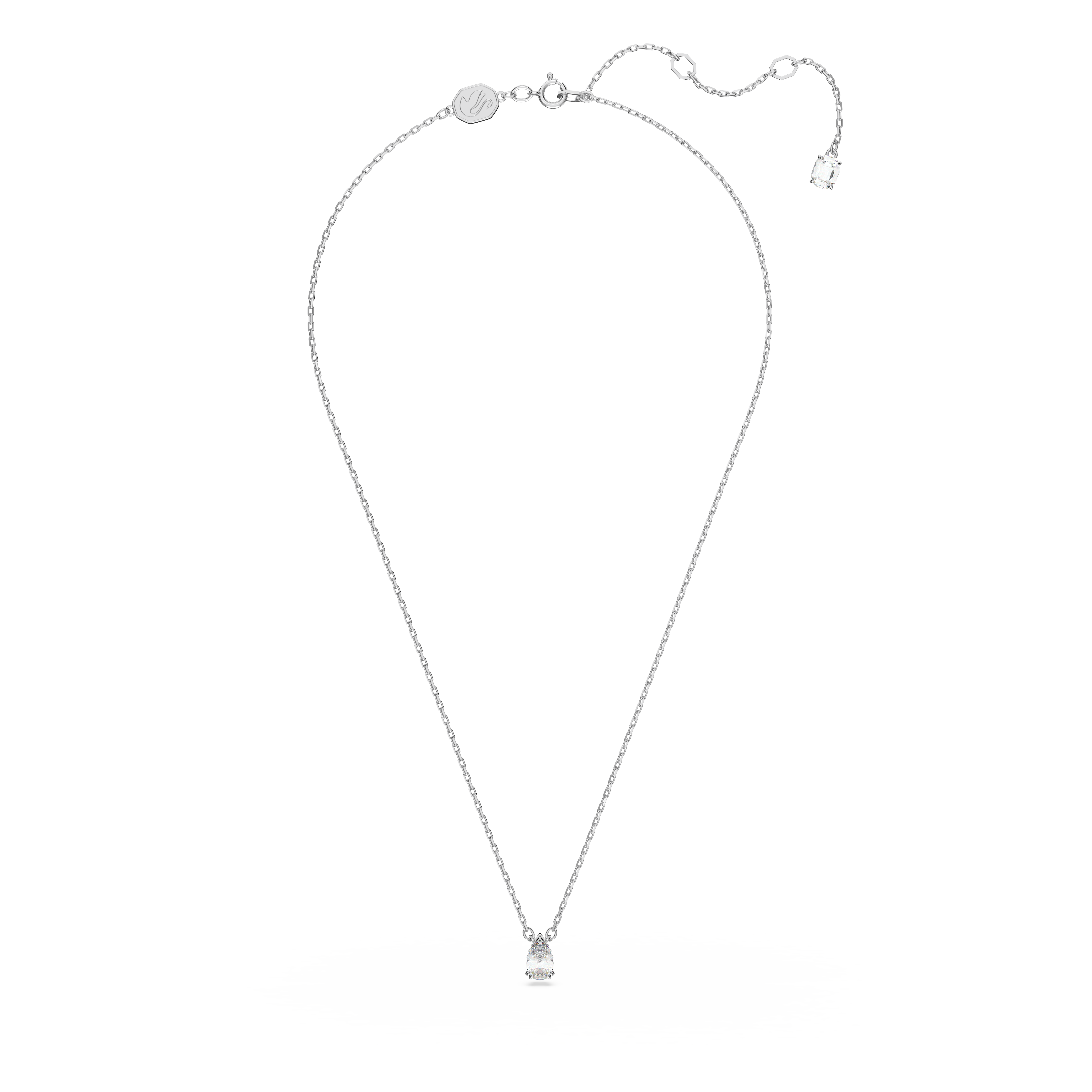 Swarovski Stilla pendant, Pear cut, White, Rhodium plated 5636708