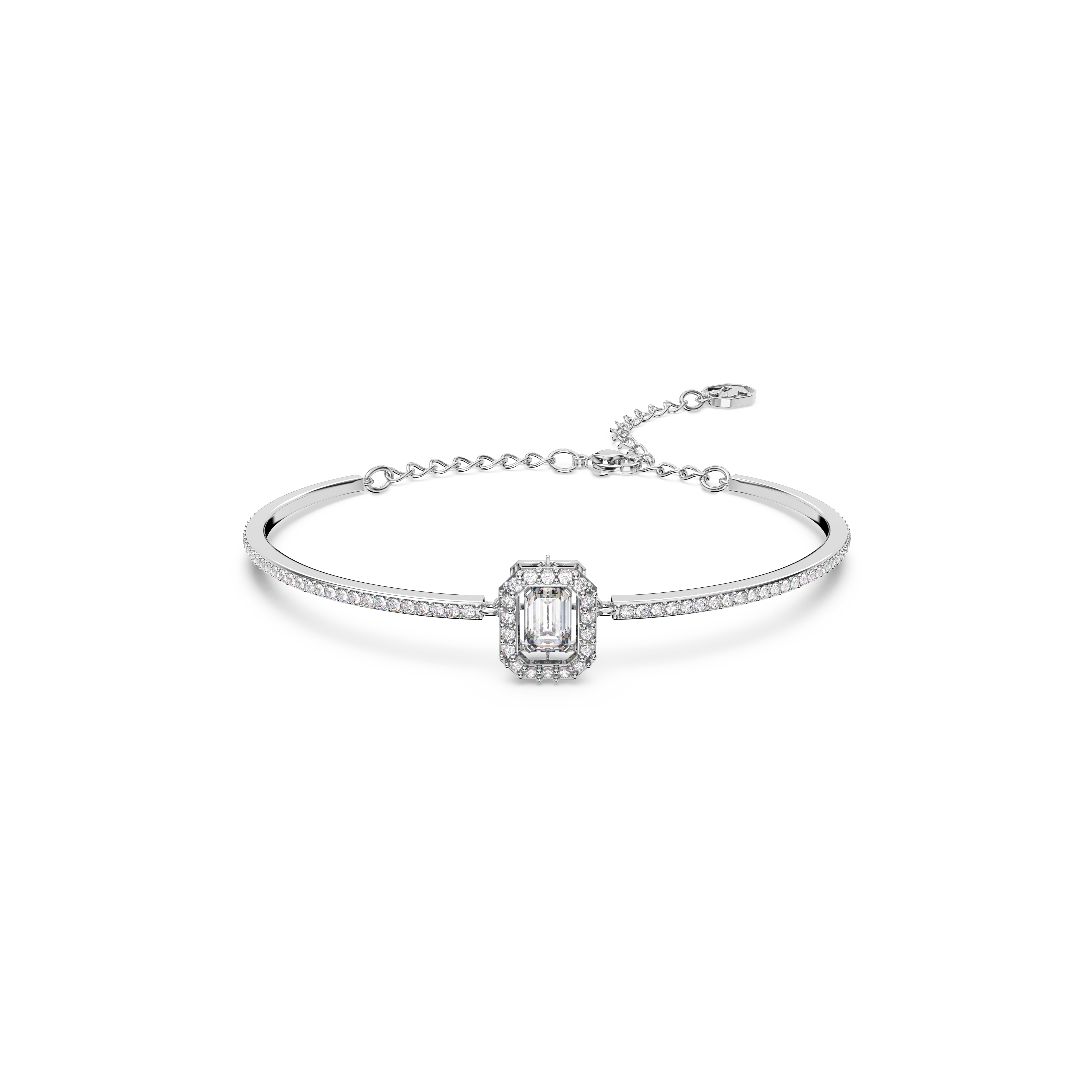 SWAROVSKI MILLENIA BANGLE, OCTAGON CUT, PAVÉ, WHITE, RHODIUM PLATED 5638494