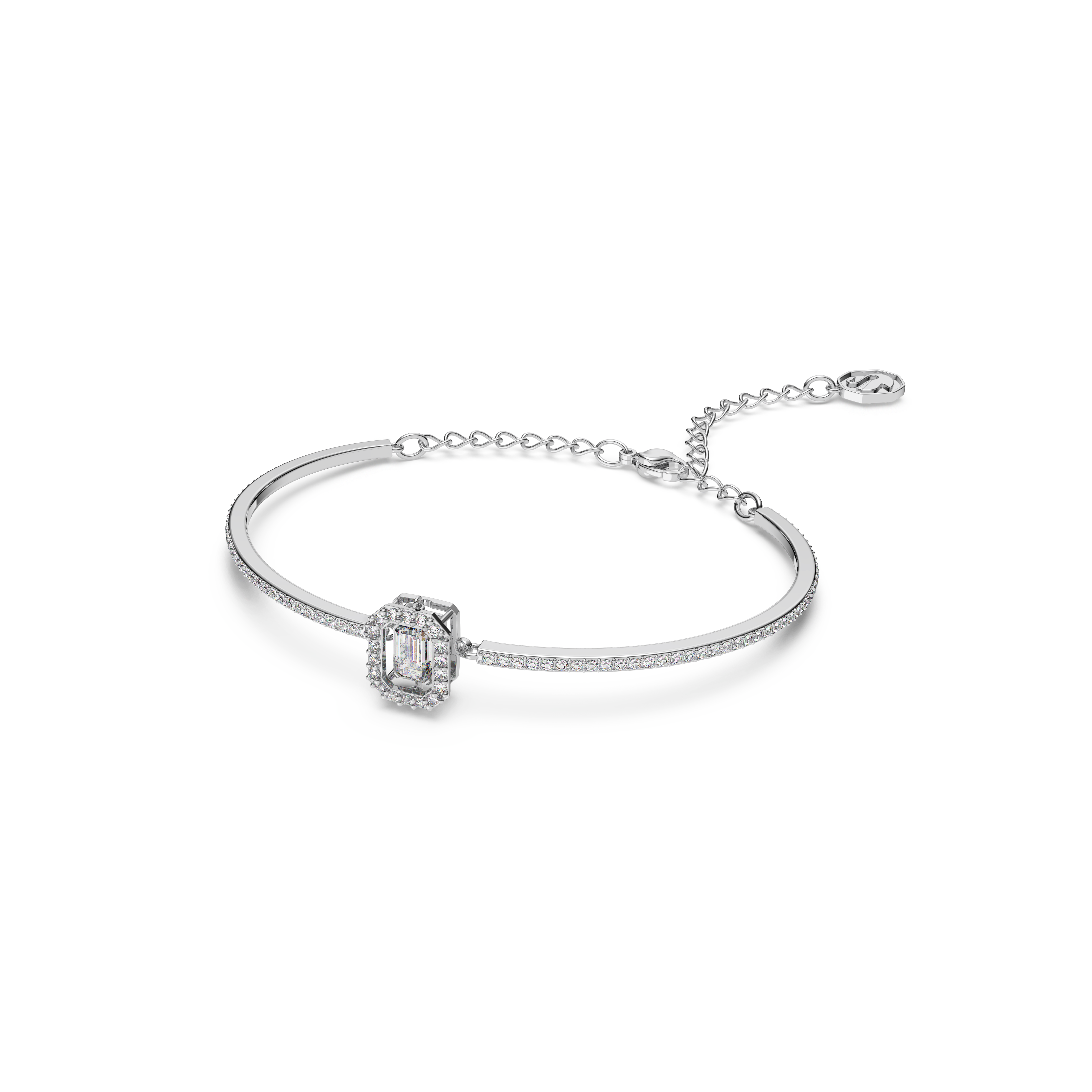 SWAROVSKI MILLENIA BANGLE, OCTAGON CUT, PAVÉ, WHITE, RHODIUM PLATED 5638494