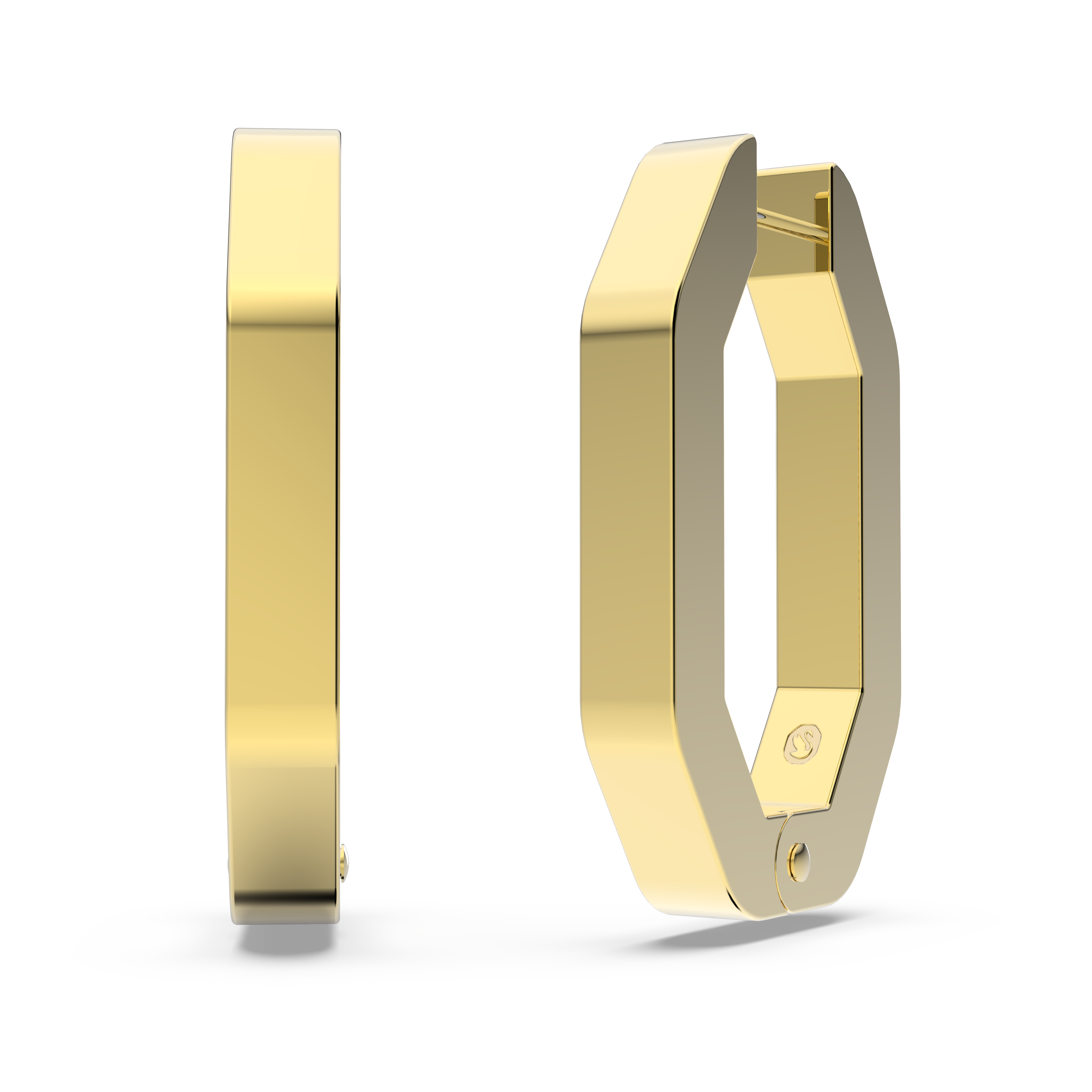 SWAROVSKI DEXTERA HOOP EARRINGS, OCTAGON SHAPE, MEDIUM, WHITE, GOLD-TONE PLATED 5639098
