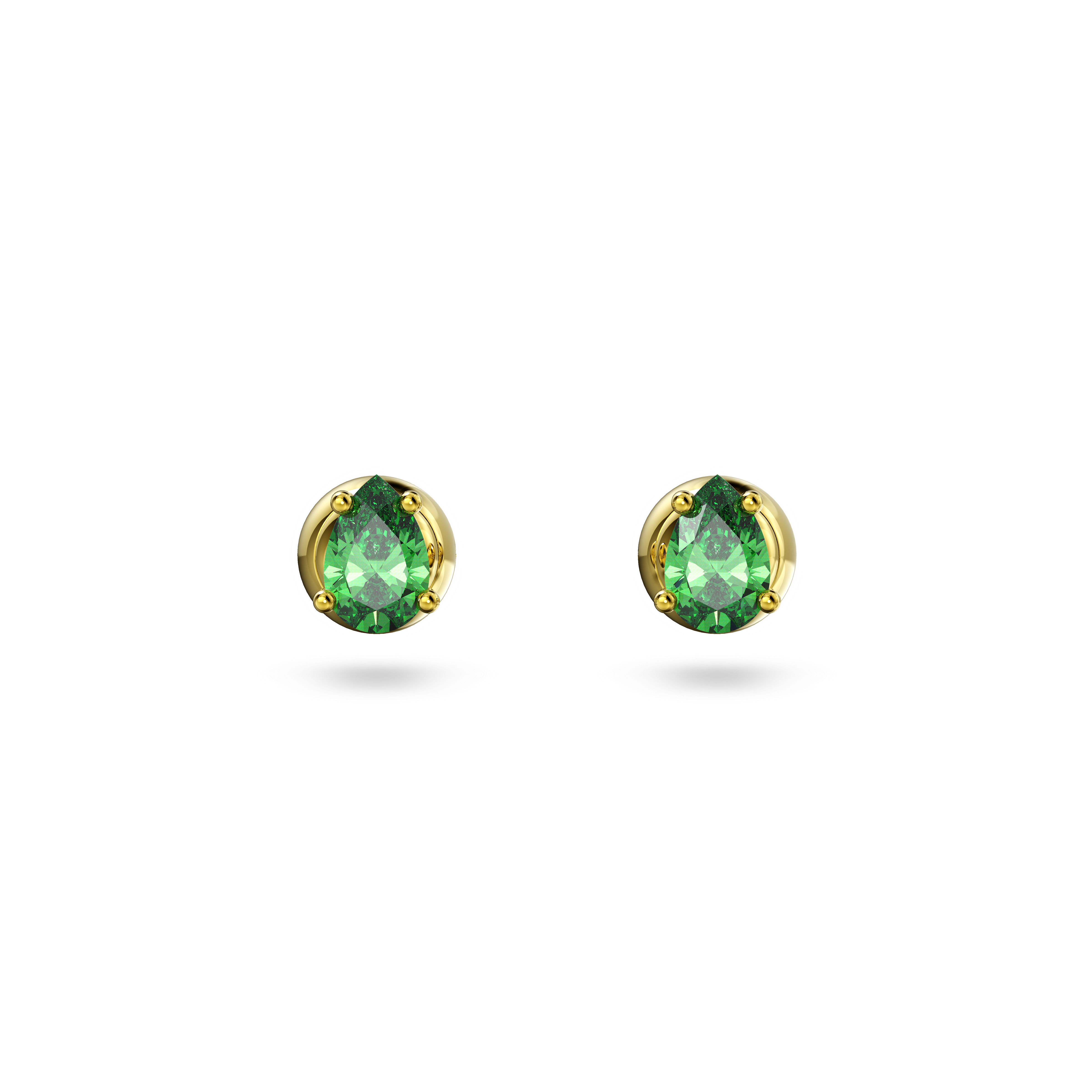 SWAROVSKI STILLA STUD EARRINGS, PEAR CUT, GREEN, GOLD-TONE PLATED 5639120