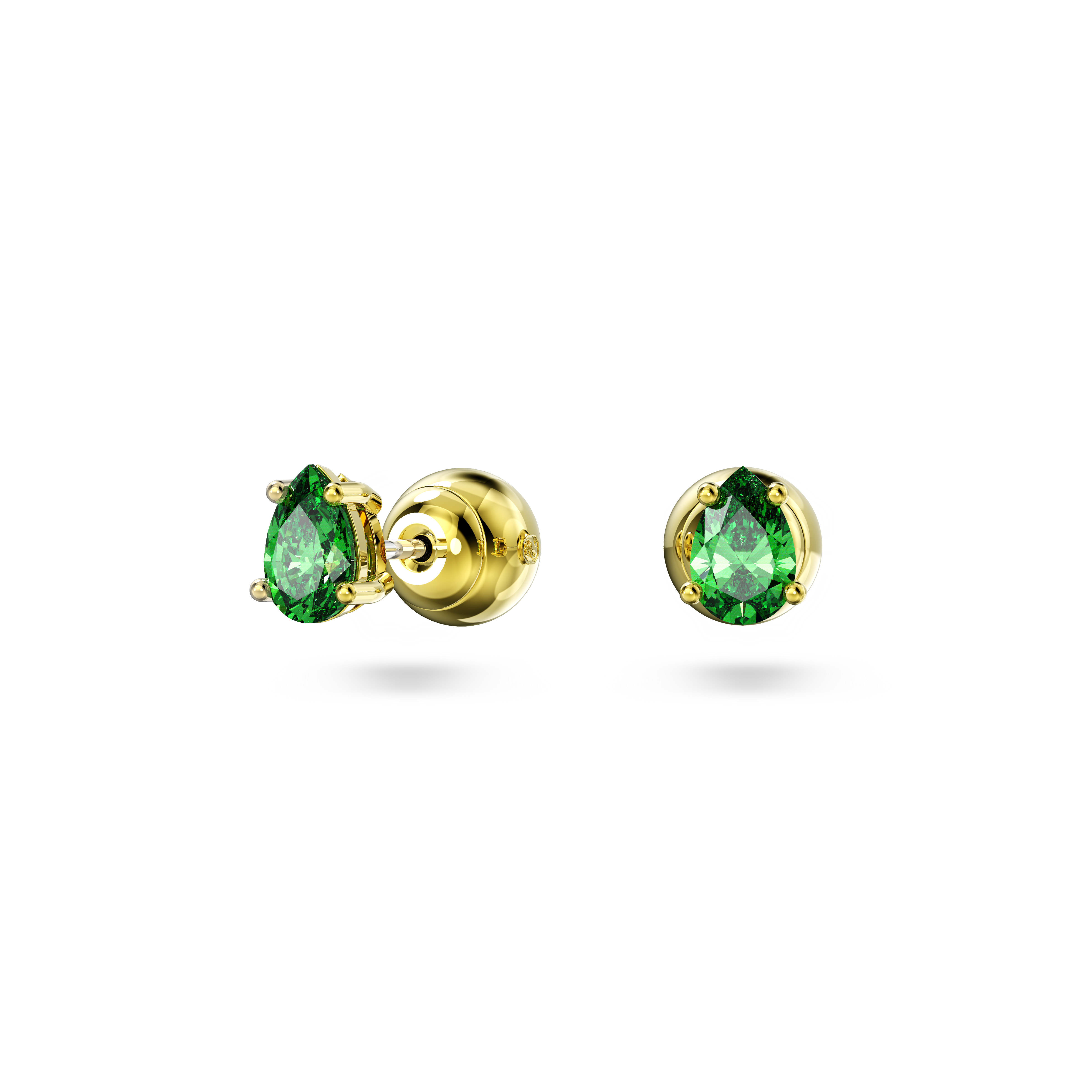 SWAROVSKI STILLA STUD EARRINGS, PEAR CUT, GREEN, GOLD-TONE PLATED 5639120