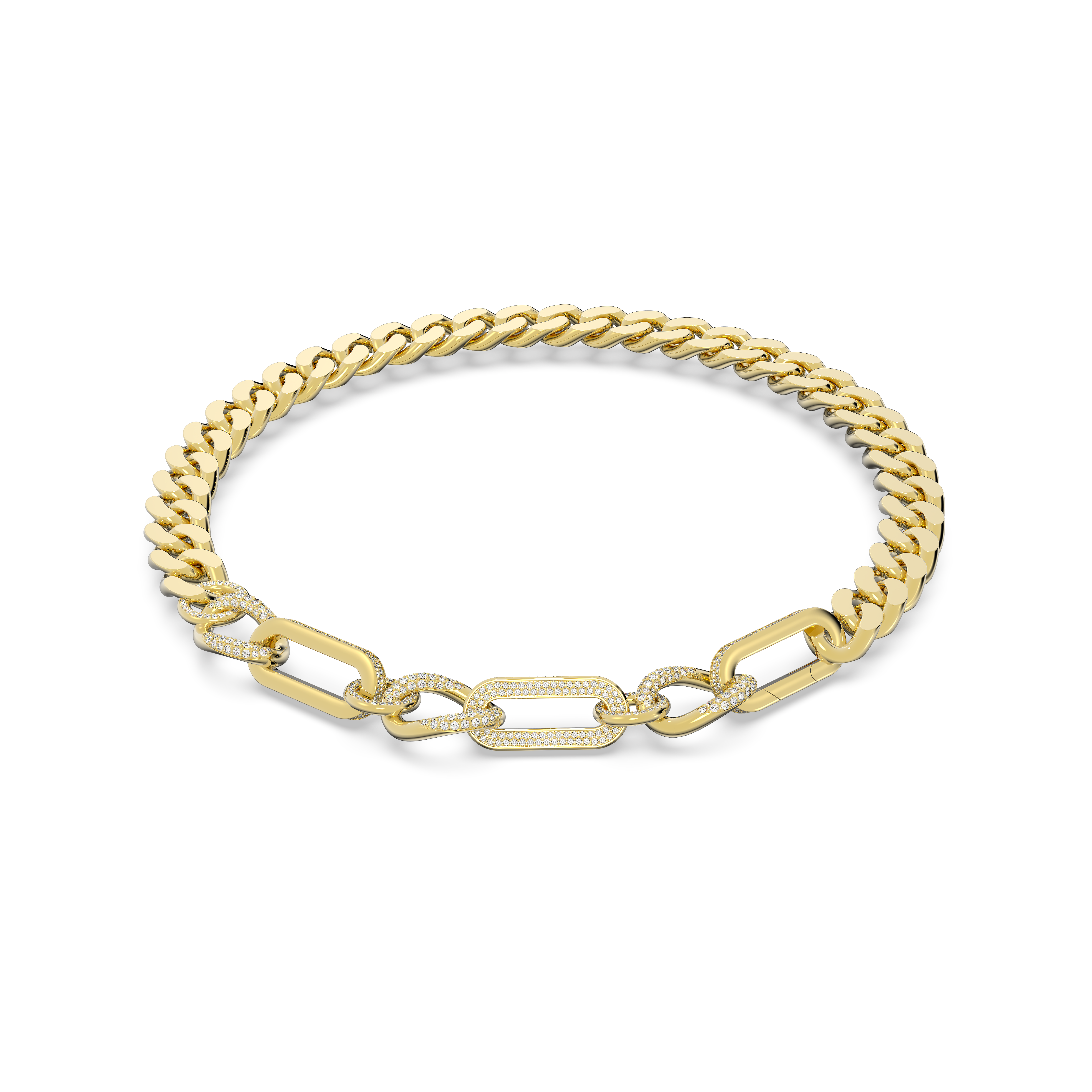 SWAROVSKI DEXTERA NECKLACE, STATEMENT, MIXED LINKS, WHITE, GOLD-TONE PLATED 5639332