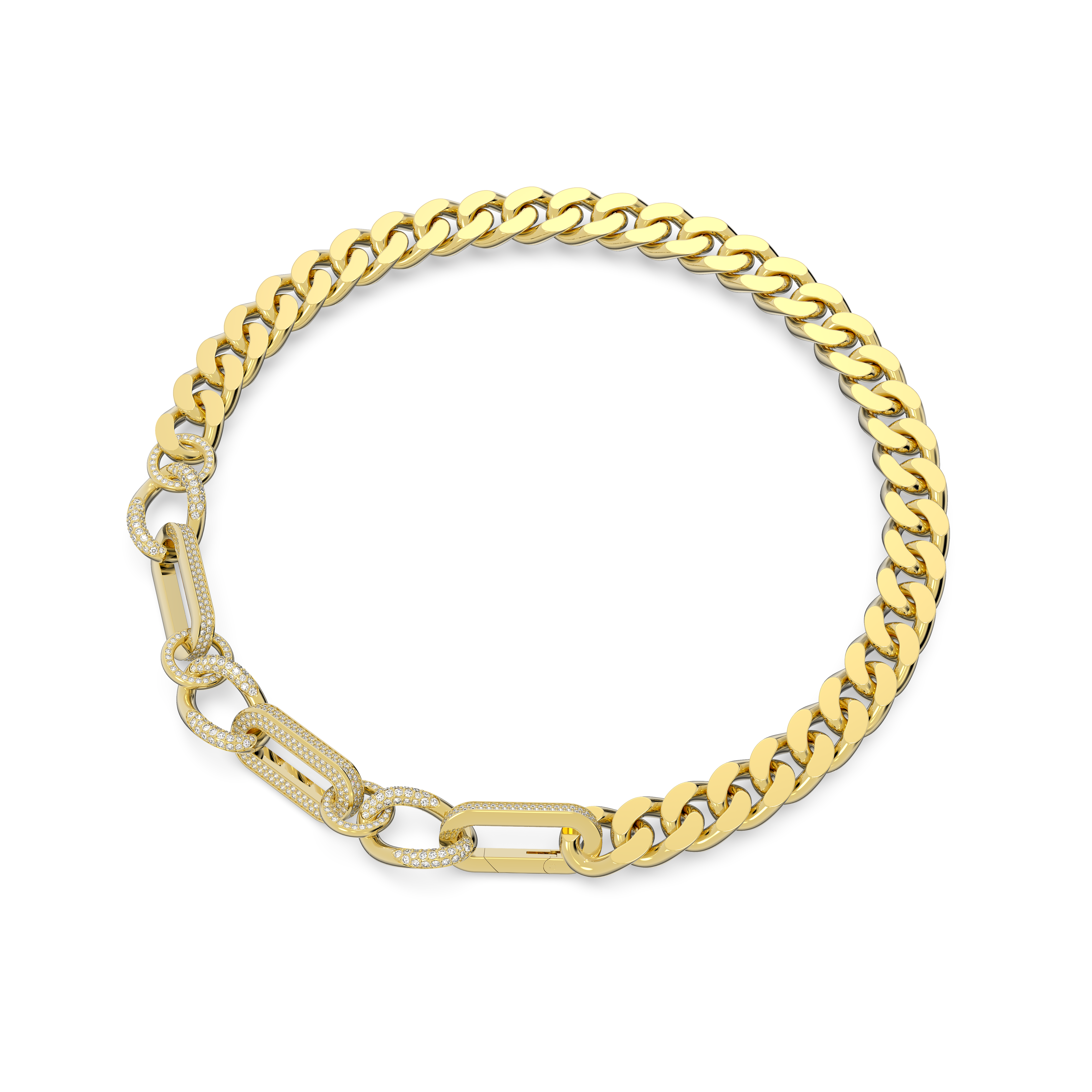 SWAROVSKI DEXTERA NECKLACE, STATEMENT, MIXED LINKS, WHITE, GOLD-TONE PLATED 5639332