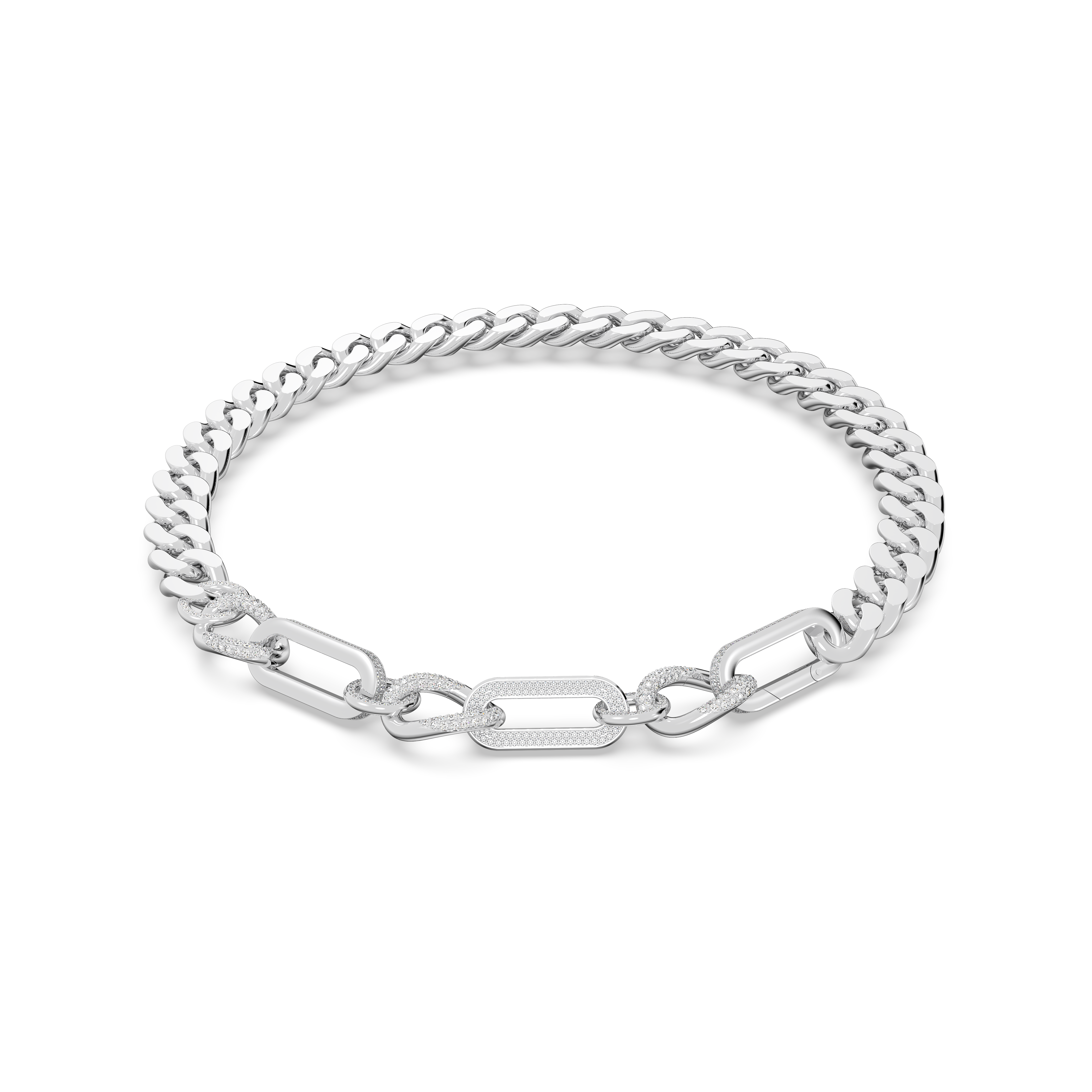SWAROVSKI DEXTERA NECKLACE, STATEMENT, MIXED LINKS, WHITE, RHODIUM PLATED 5639333
