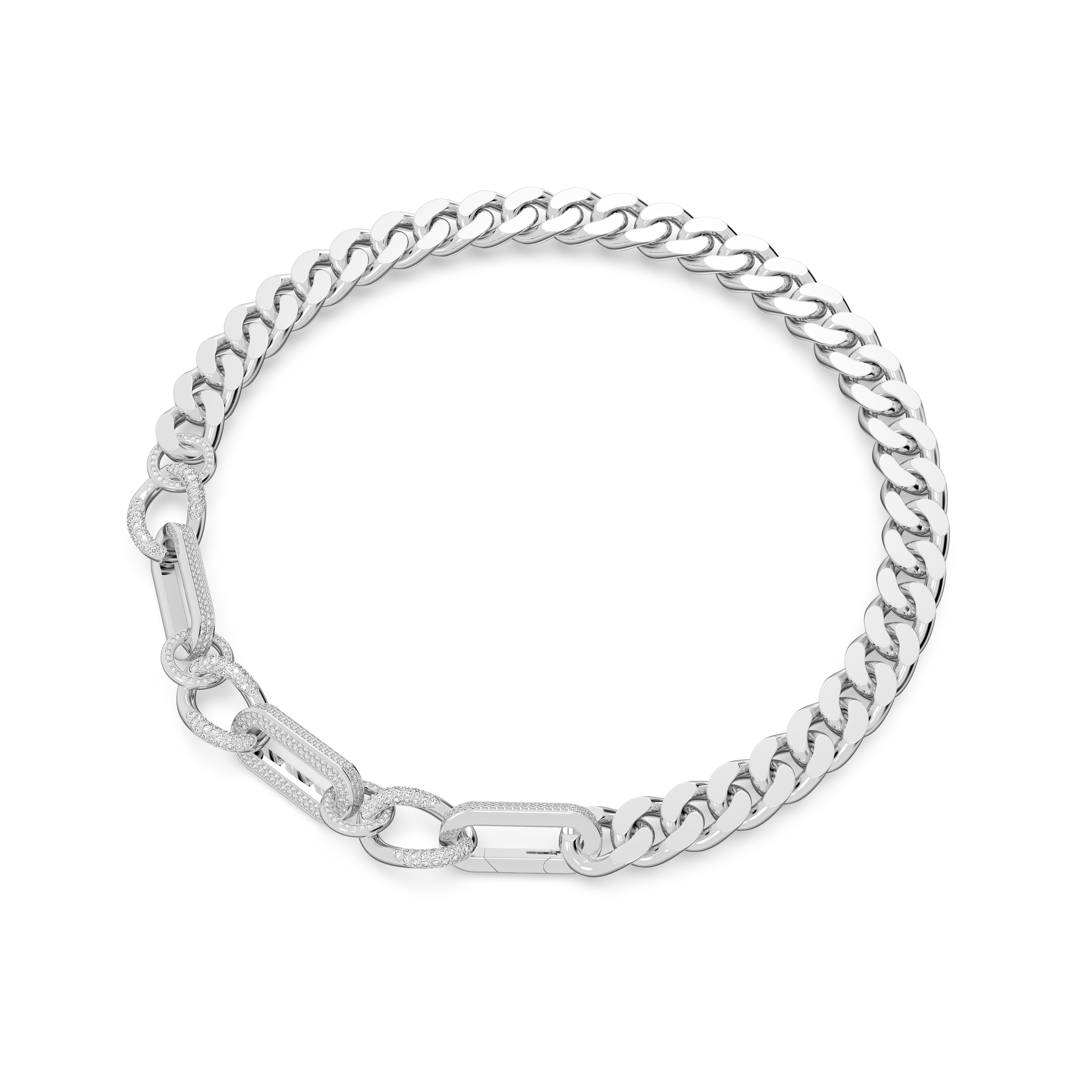 SWAROVSKI DEXTERA NECKLACE, STATEMENT, MIXED LINKS, WHITE, RHODIUM PLATED 5639333