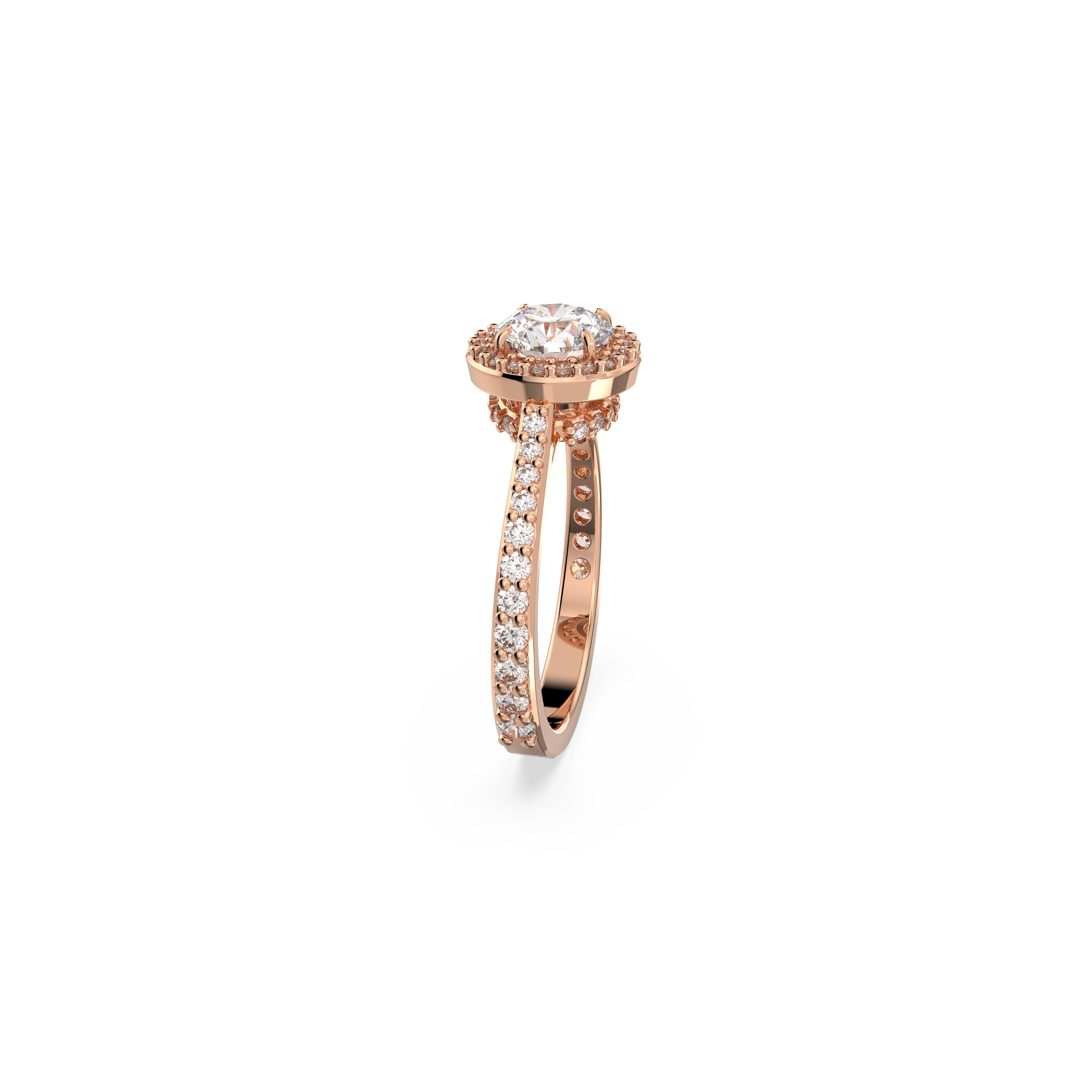 SWAROVSKI CONSTELLA COCKTAIL RING, ROUND CUT, PAVÉ, WHITE, ROSE GOLD-TONE PLATED