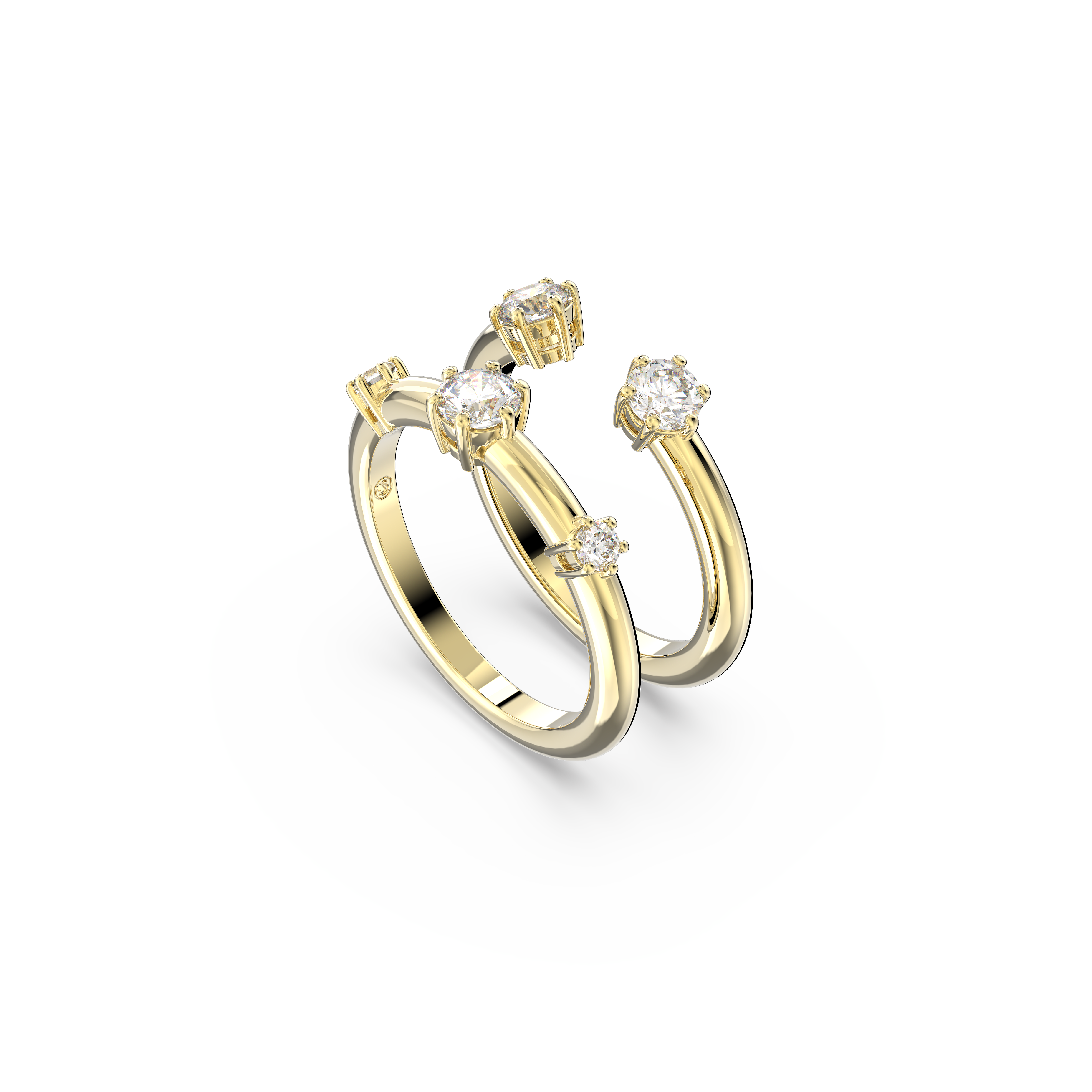 Swarovski Constella ring, Set (2), Round cut, White, Gold-tone plated 5640965