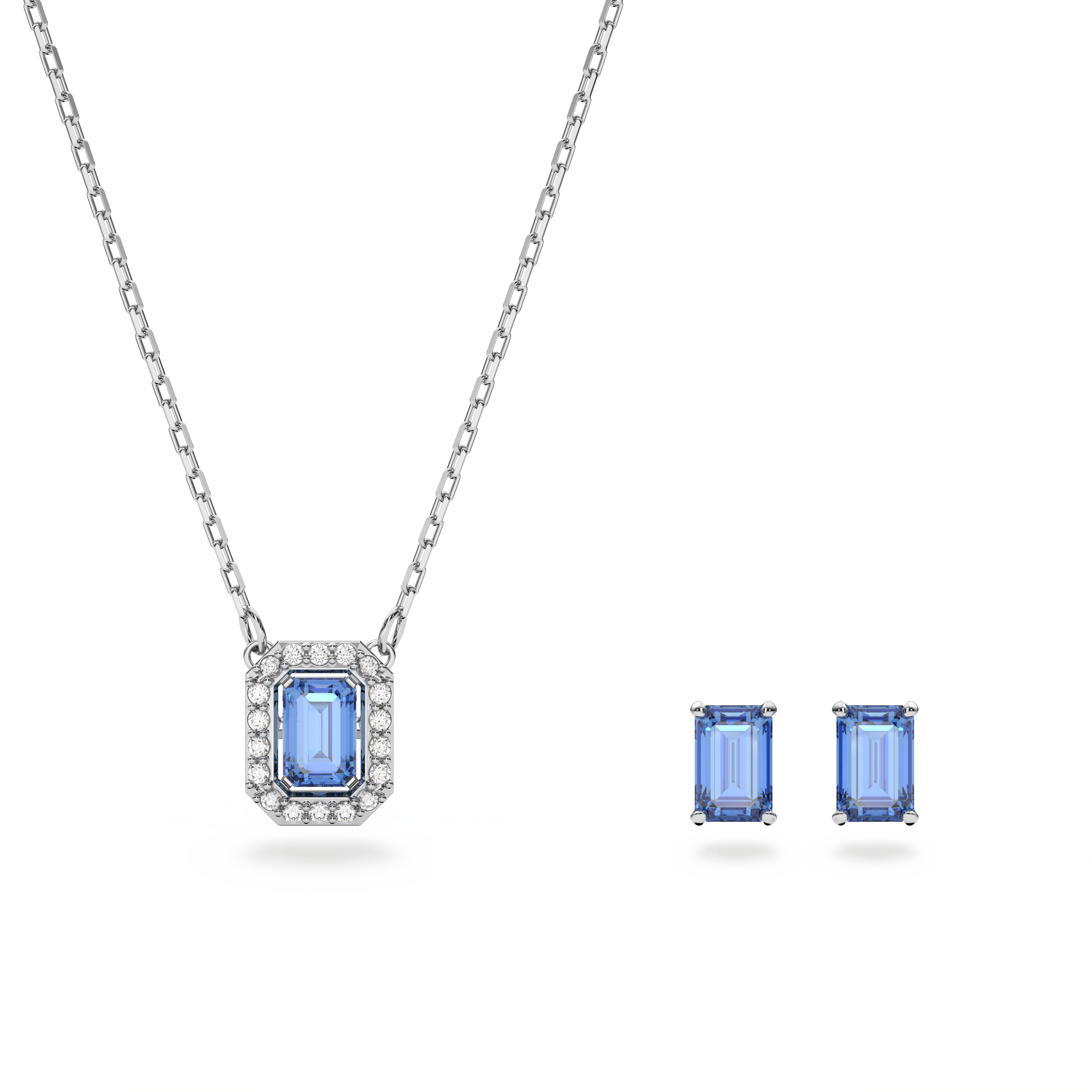 SWAROVSKI MILLENIA SET, OCTAGON CUT, BLUE, RHODIUM PLATED 5641171