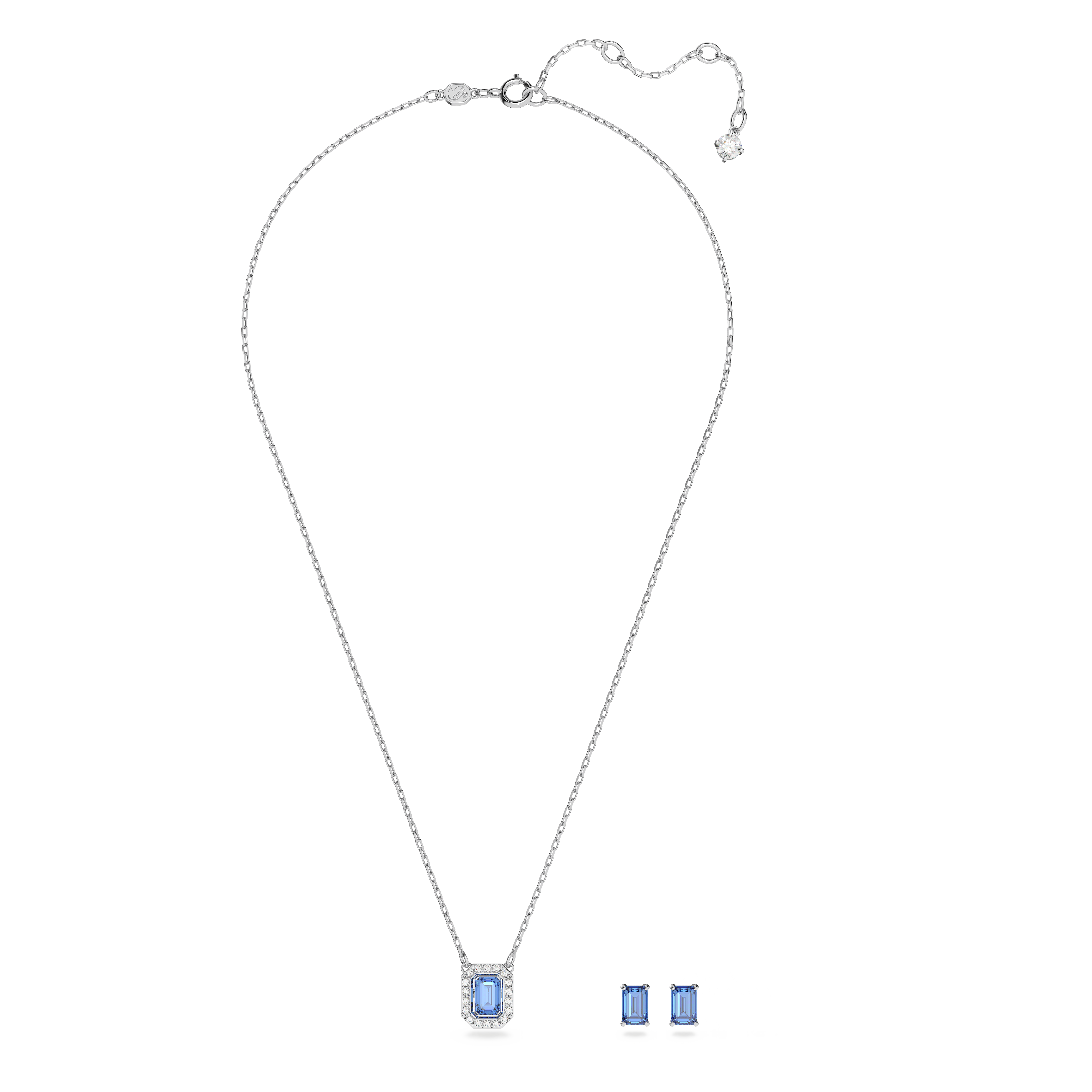 SWAROVSKI MILLENIA SET, OCTAGON CUT, BLUE, RHODIUM PLATED 5641171