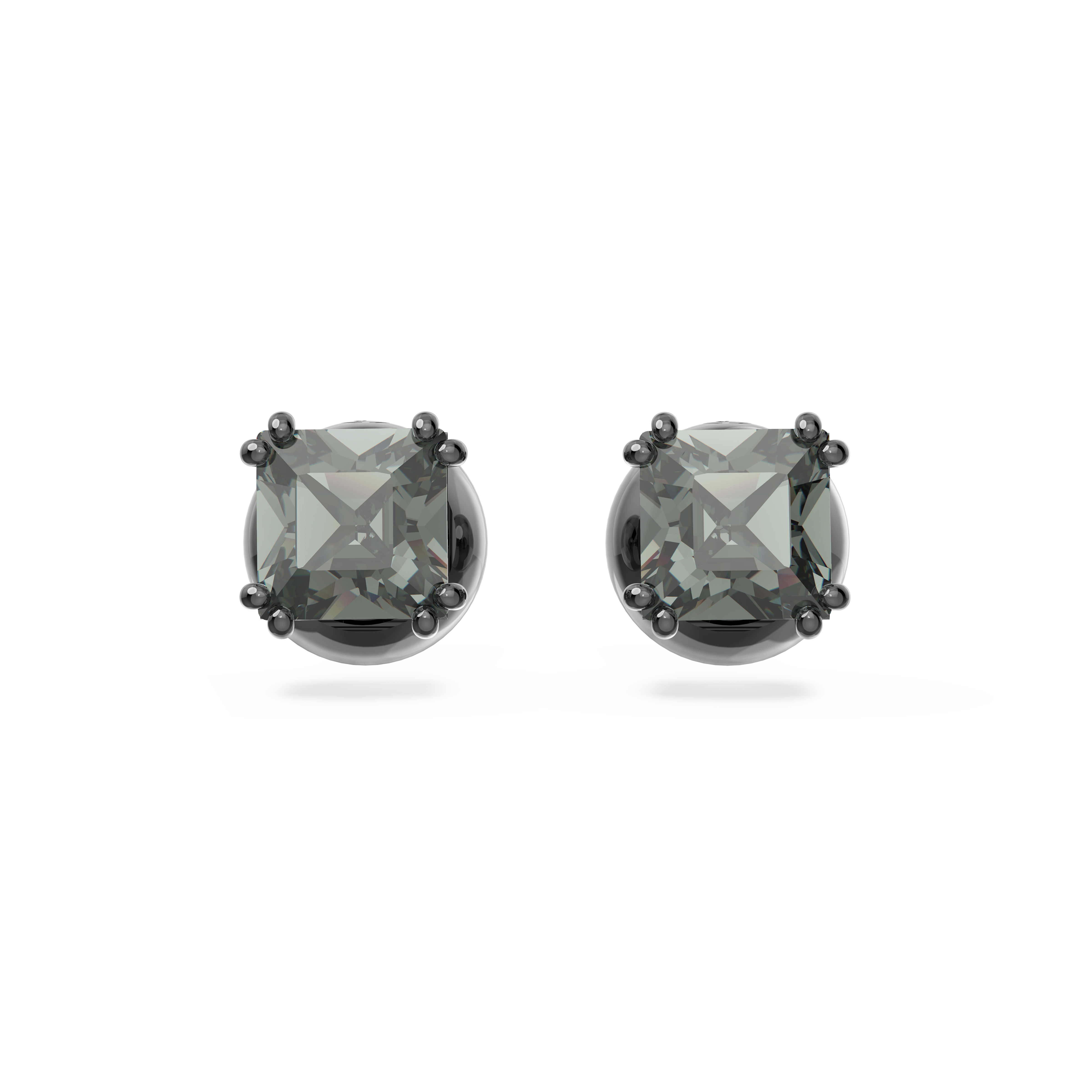 SWAROVSKI MILLENIA STUD EARRINGS, SQUARE CUT, BLACK, RUTHENIUM PLATED 5642511
