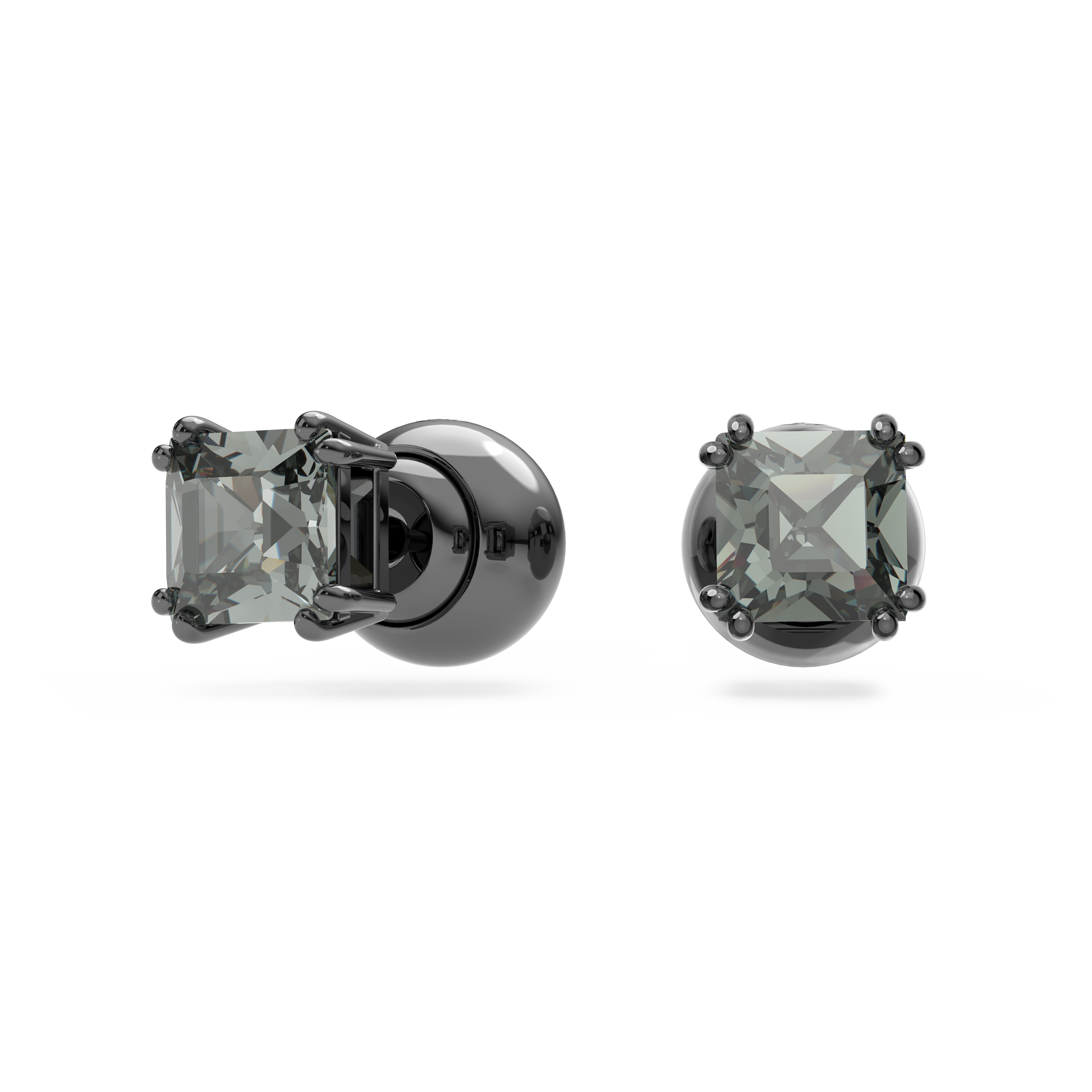 SWAROVSKI MILLENIA STUD EARRINGS, SQUARE CUT, BLACK, RUTHENIUM PLATED 5642511
