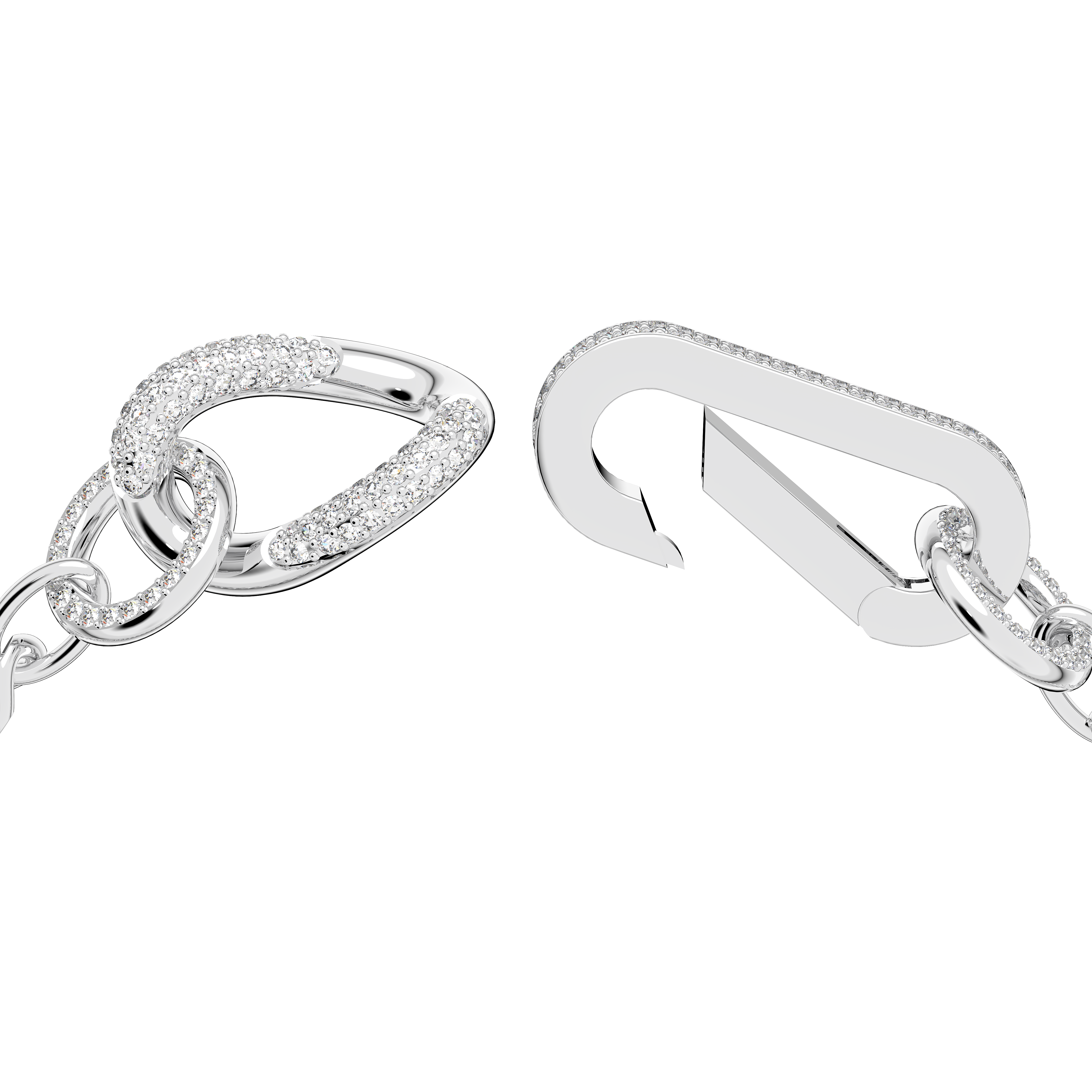 SWAROVSKI DEXTERA BRACELET, PAVÉ, MIXED LINKS, WHITE, RHODIUM PLATED